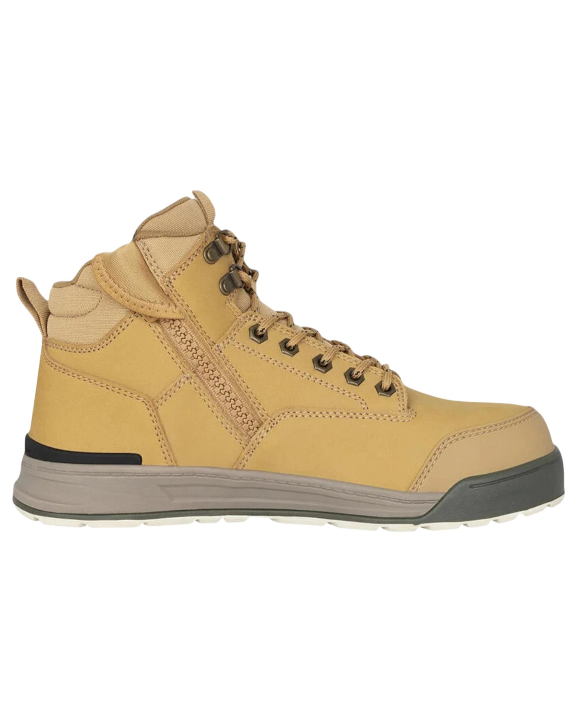 5 Hard Yakka Mens 3056 Lace Boots Zip Steel Top Cap Industrial Wheat Boot WHEAT, 5 of 6