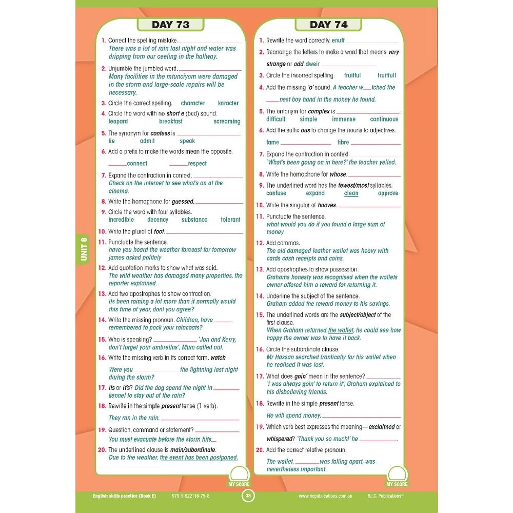 4 R.I.C English Skills Practice Book E, 4 of 5