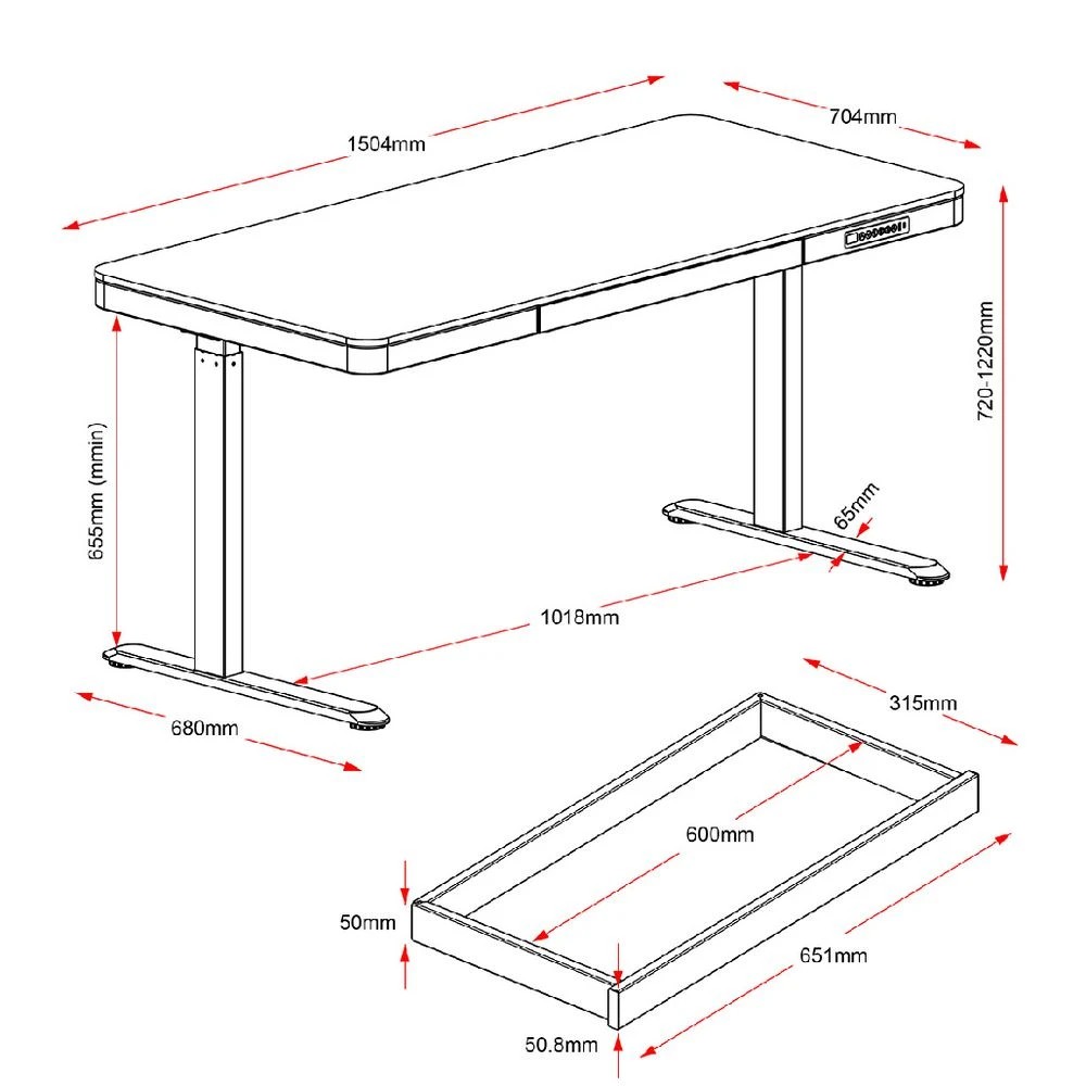 10 Newhaven Electric Sit Stand Desk with Drawer 1500mm White/Oak Desks, Tables and Workstations, 10 of 10