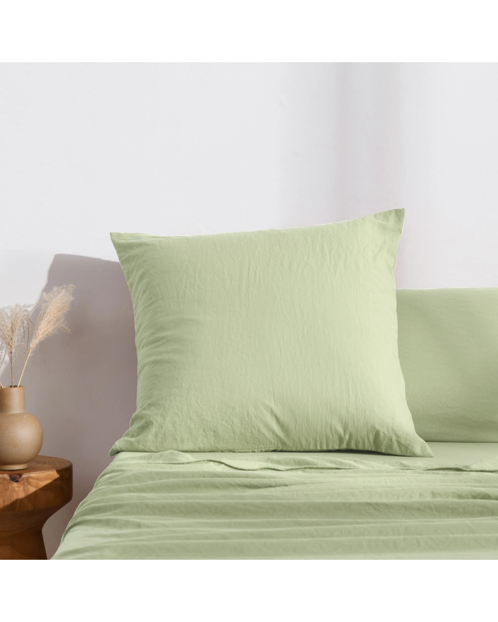 1 Dreamaker Superfine Washed Microfibre European Pillowcase - Green, 1 of 5