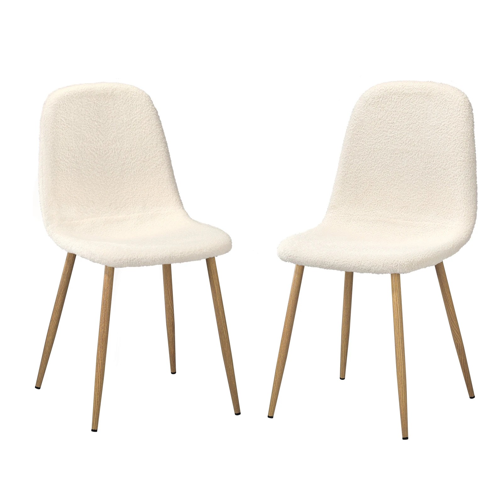 1 Oikiture 2x Sherpa Dining Chairs Kitchen Accent Chair Lounge Timber-look Legs
 - White, 1 of 10