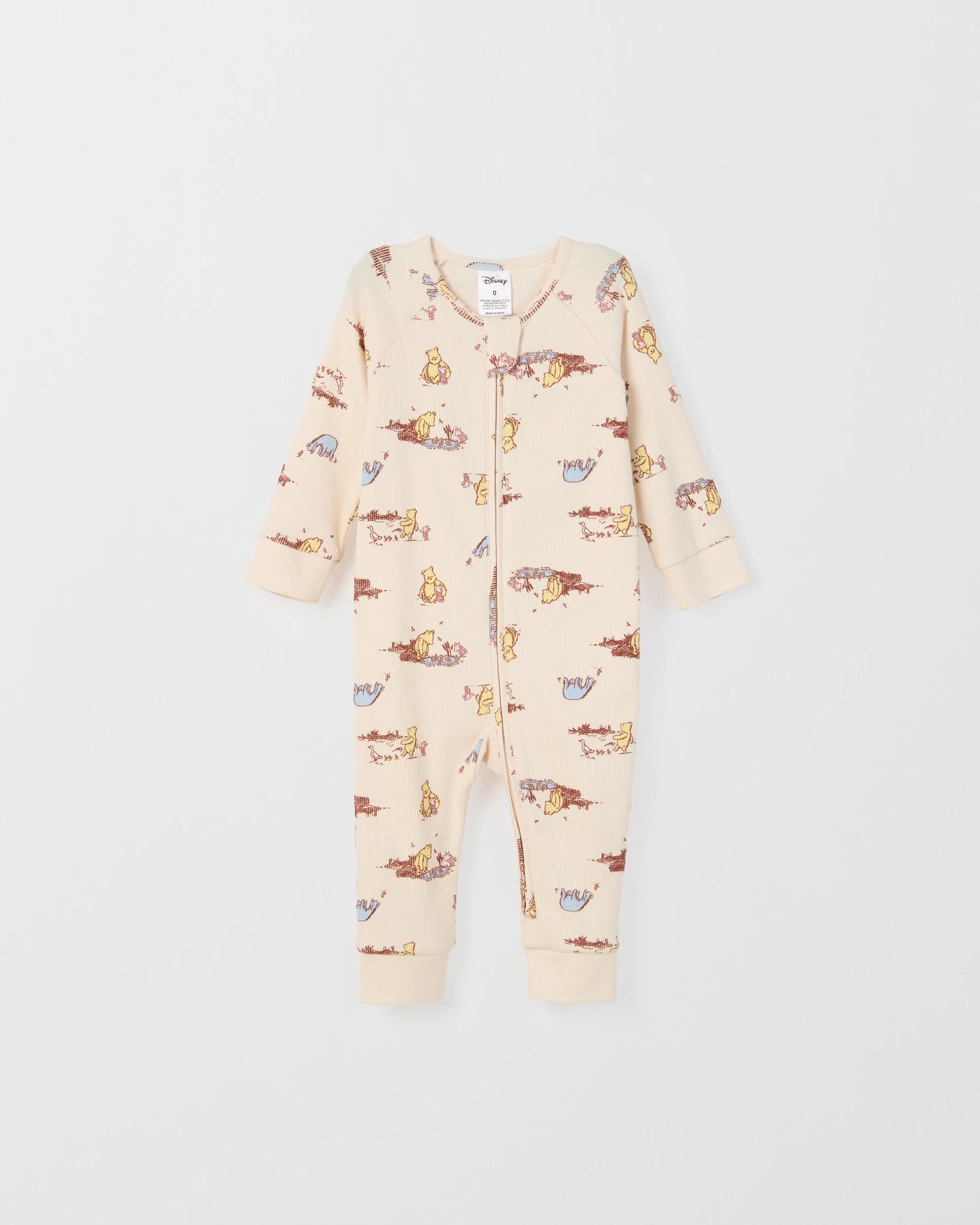 3 Disney Winnie The Pooh Organic Cotton Baby Rib Footless Coverall WINNIE & FRIENDS, 3 of 4