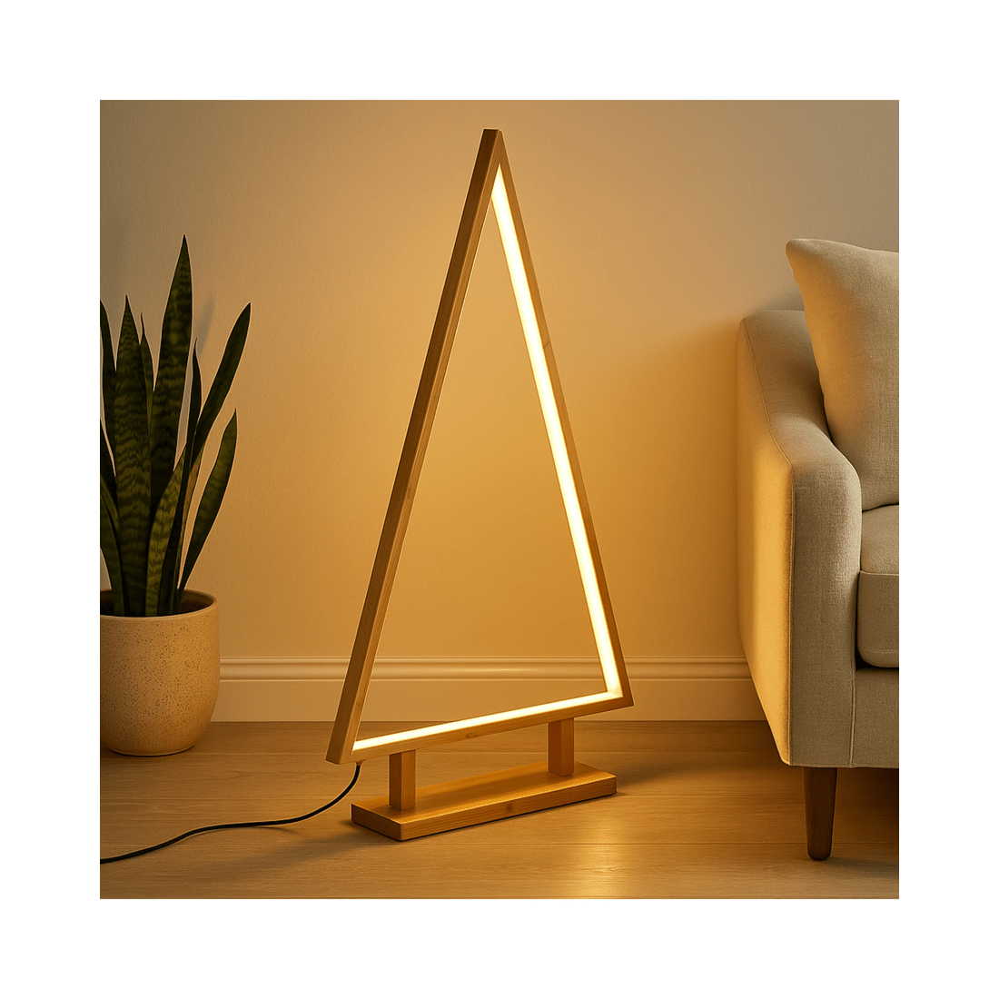 2 BR Home 65cm Large Bamboo Christmas Tree LED Table Lamp Light Bedside Xmas - Natural, 2 of 8