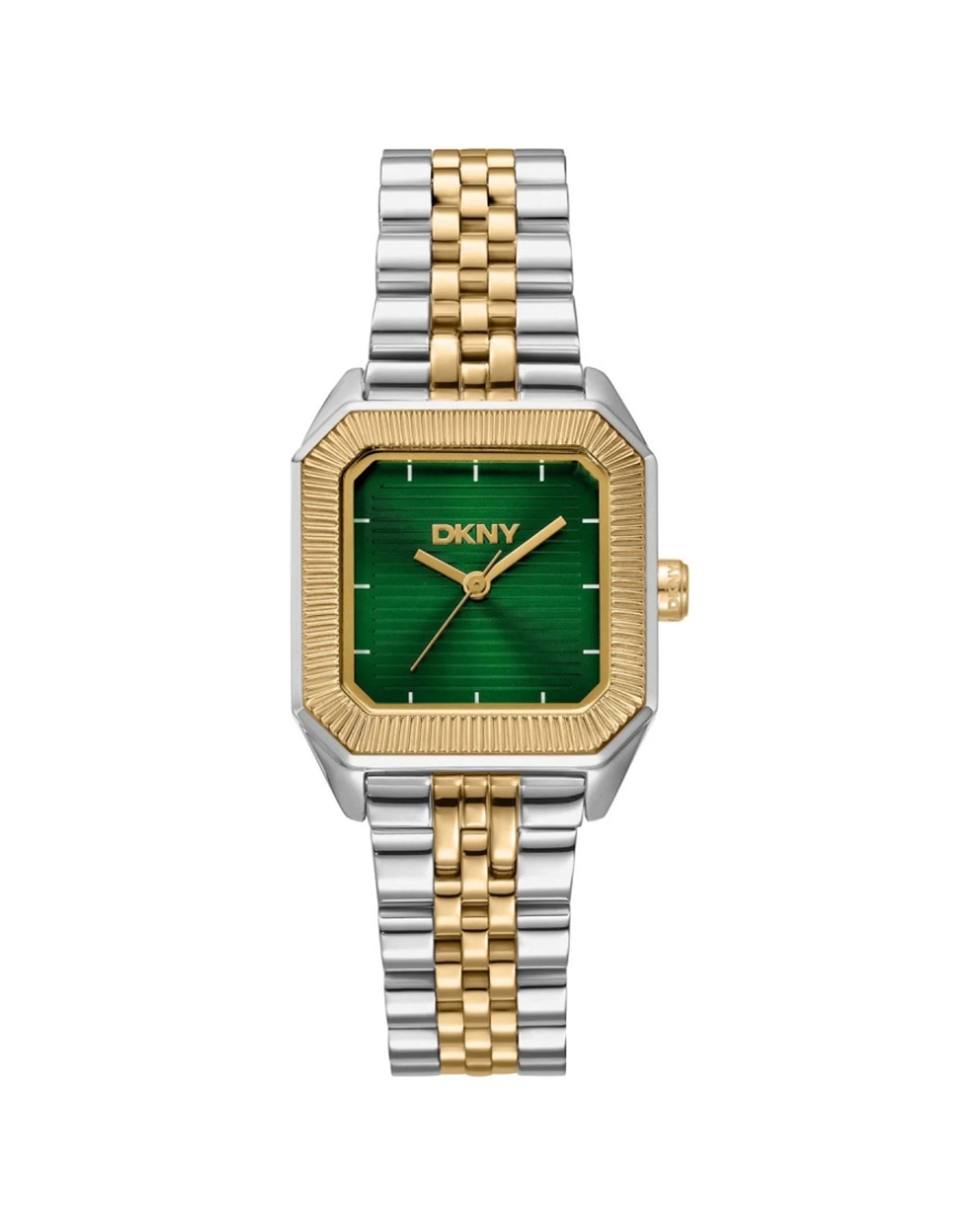 1 DKNY Signature Shape Women's Gold Silver Two-Tone Watch Green Dial 27x34mm, 1 of 4