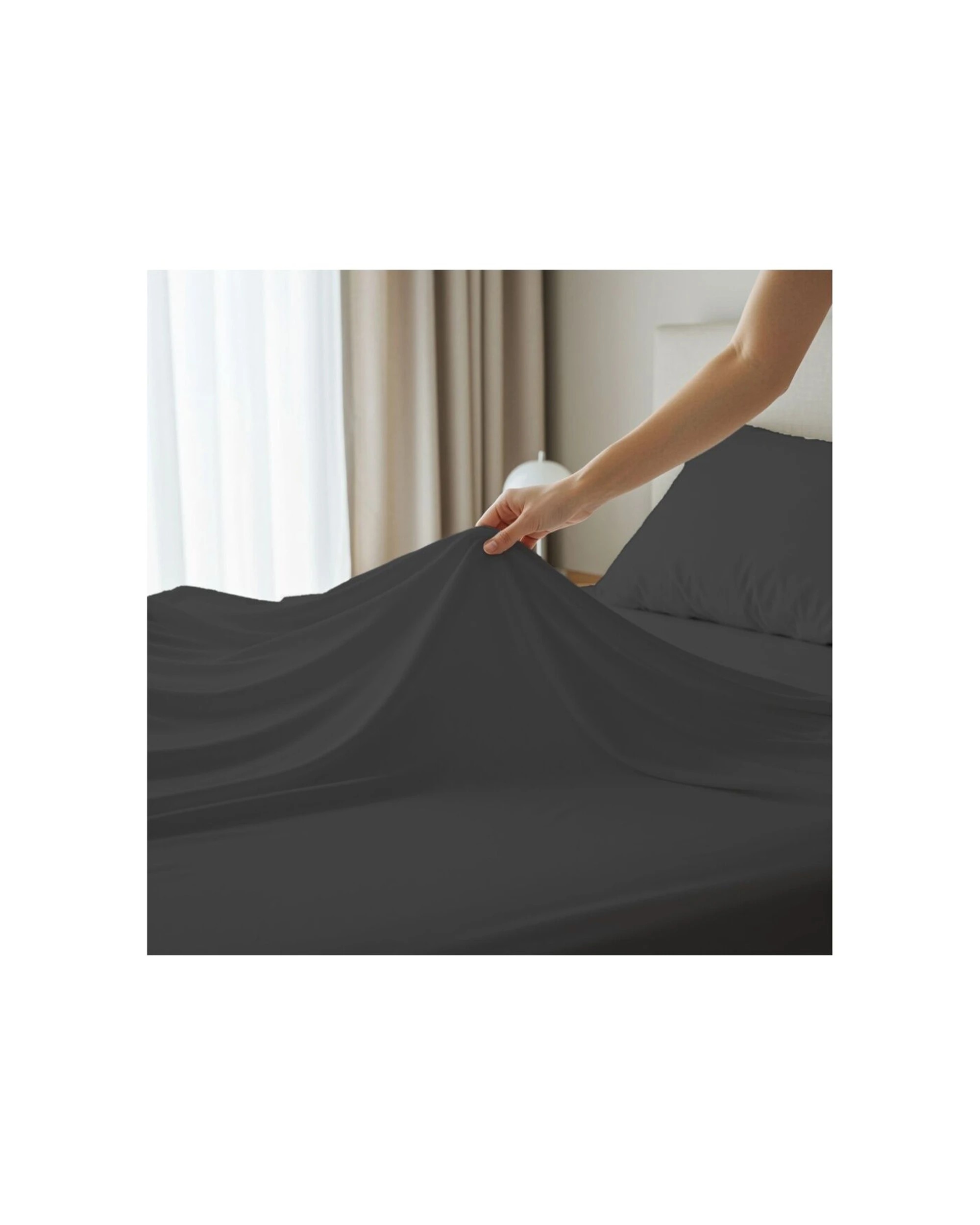 2 Grosvenor House Dyed Bamboo Cotton Bed Sheet Sets 400TC - King Bed - Black, 2 of 3