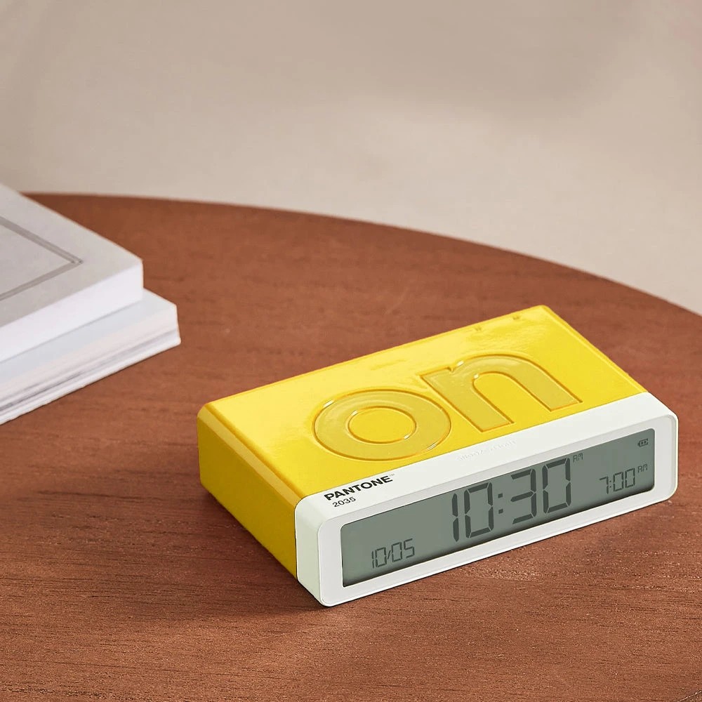 4 Lexon Flip Classic Reversible Alarm Clock PANTONE - Yellow - Yellow, 4 of 5