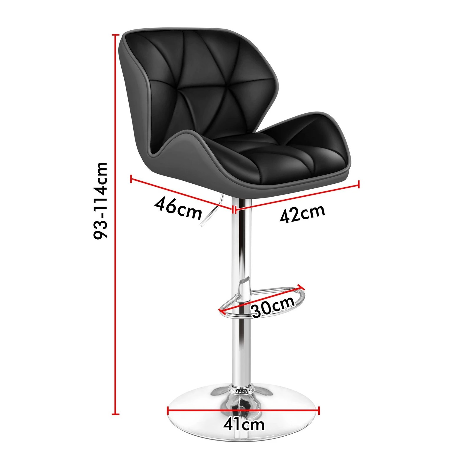 8 Alfordson 4x Bar Stools Willa Kitchen Gas Lift Swivel Chair Leather - Black, 8 of 9