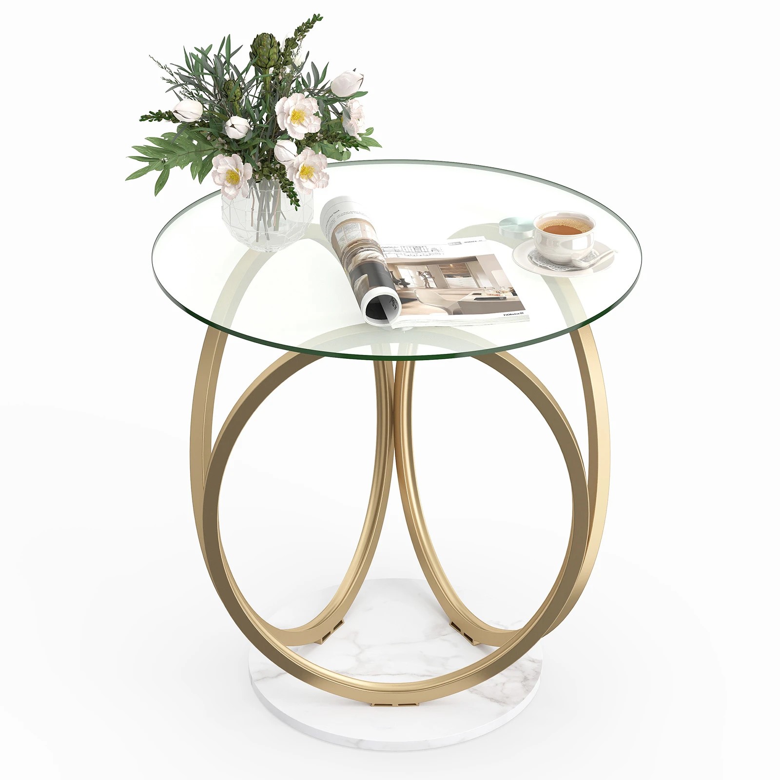 7 Costway Tempered Glass Coffee Table Modern Accent Center Table, 7 of 7