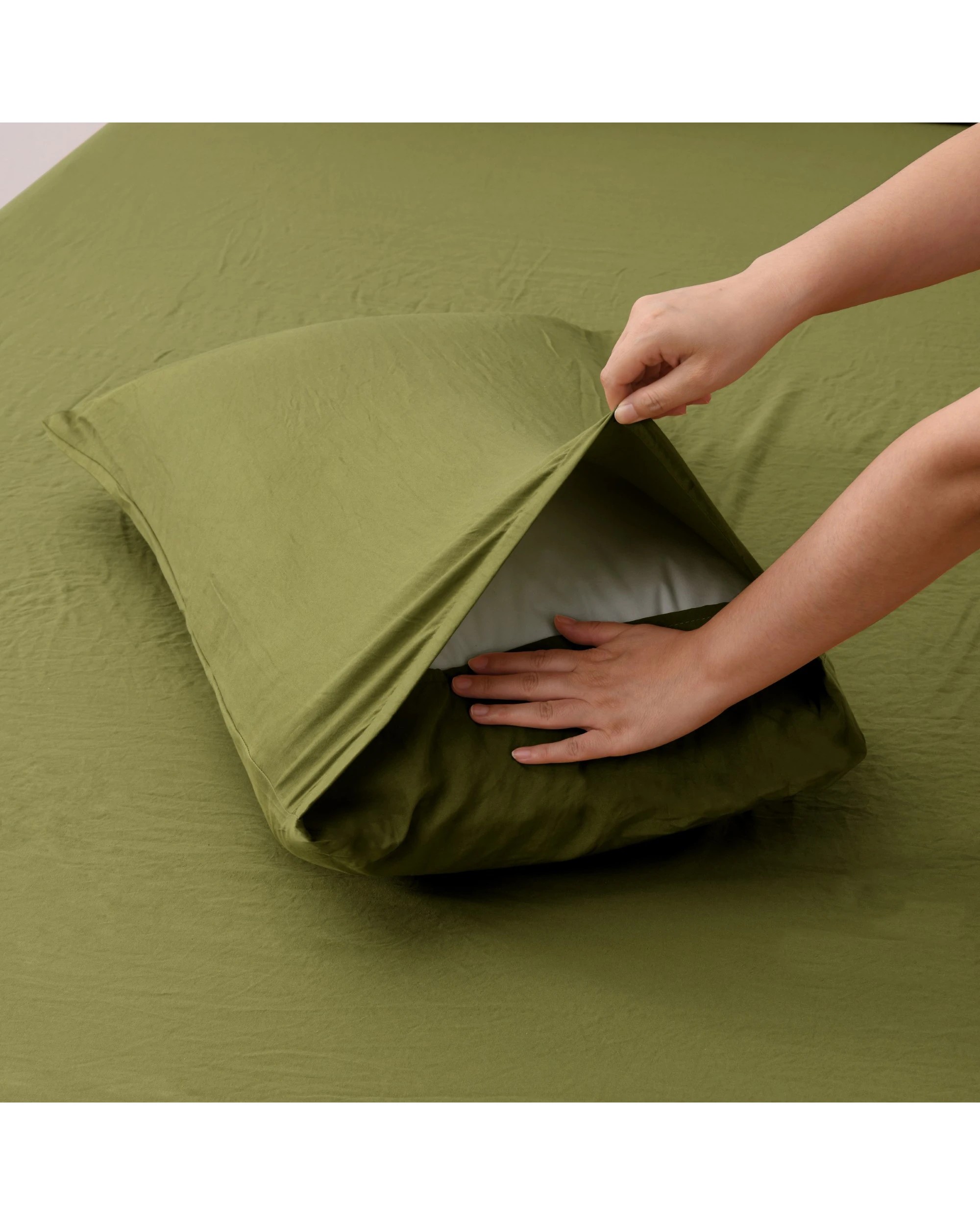 3 Dreamaker Superfine Washed Microfibre King Pillowcase Twin Pack - Olive, 3 of 6