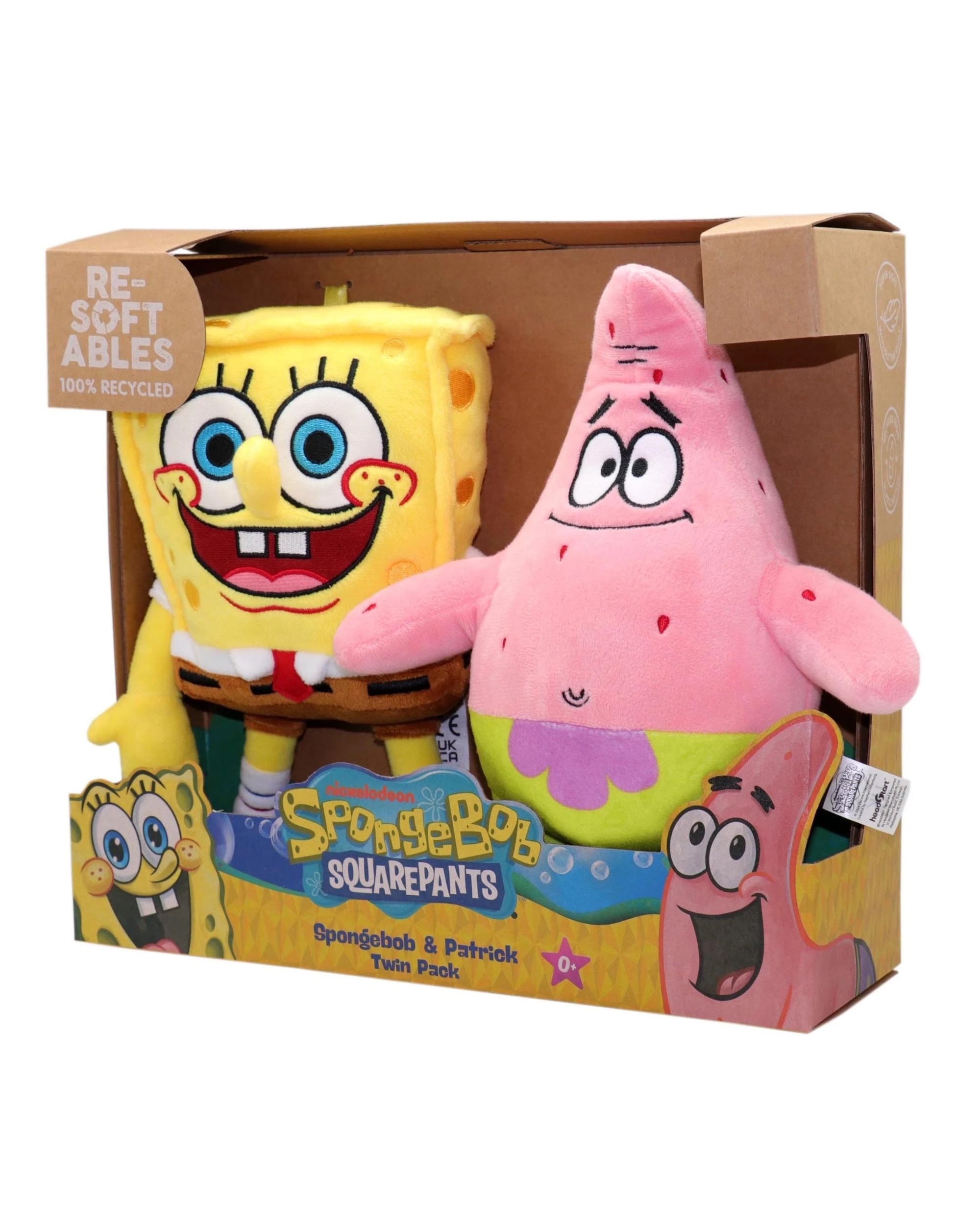 2 Resoftables SpongeBob SquarePants Spongebob and Patrick 10 inch Plush 2 Pack, 2 of 9