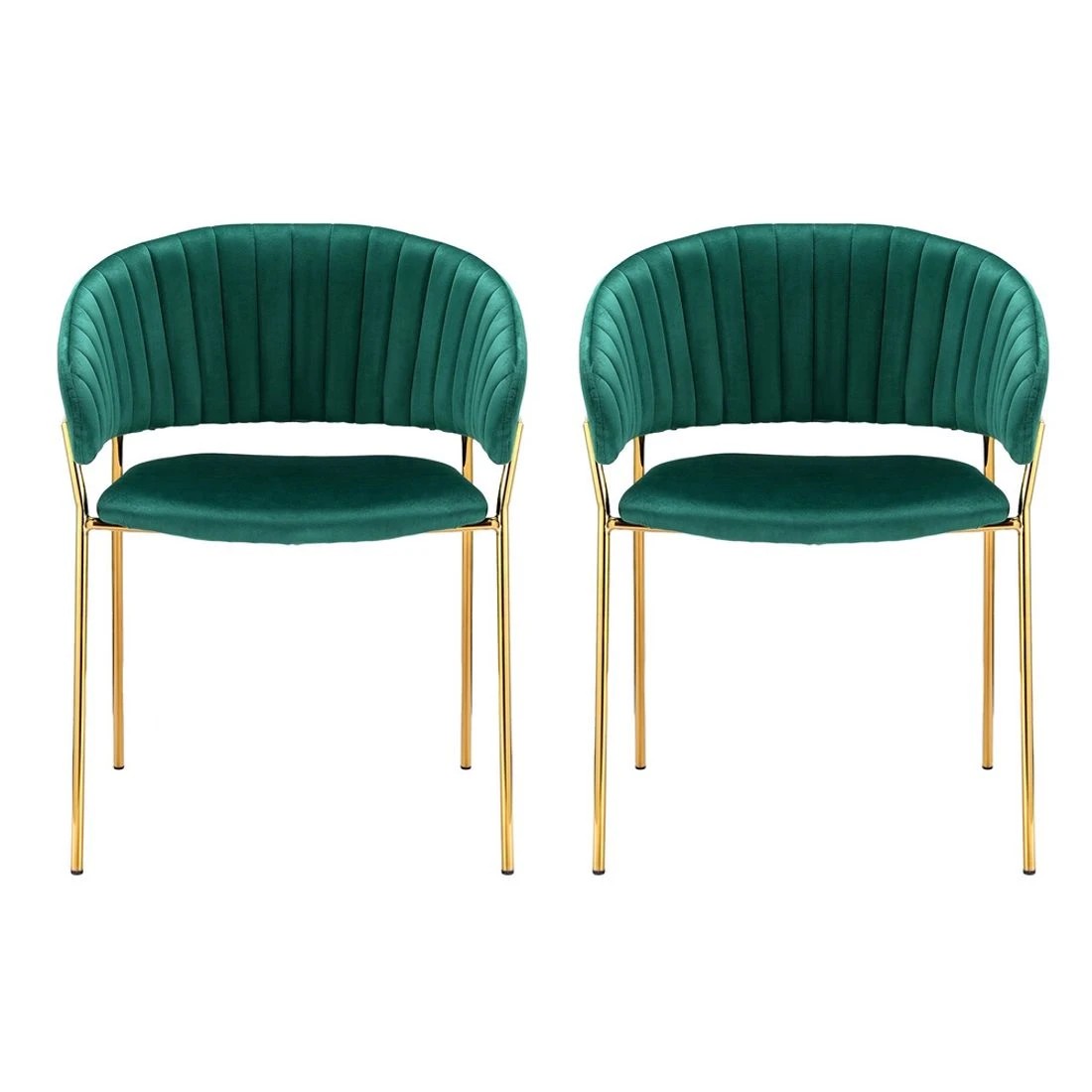 3 Artiss Dining Chairs Set of 2 Velvet Hollow Armchair - Green, 3 of 6