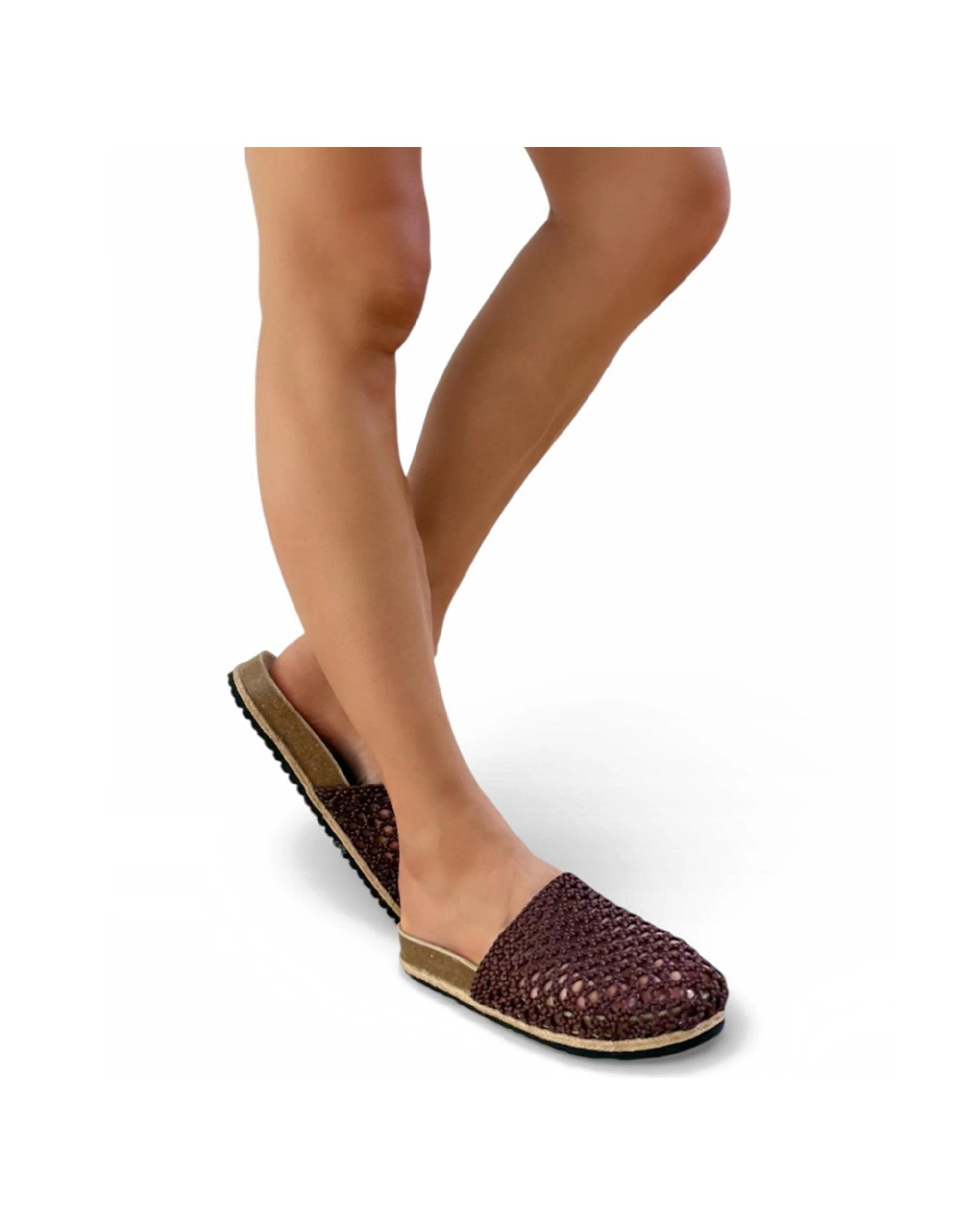 4 Human Shoes Alexi Women Slip On Slide Raffia Moulded Footbed Natural CHOC, 4 of 4