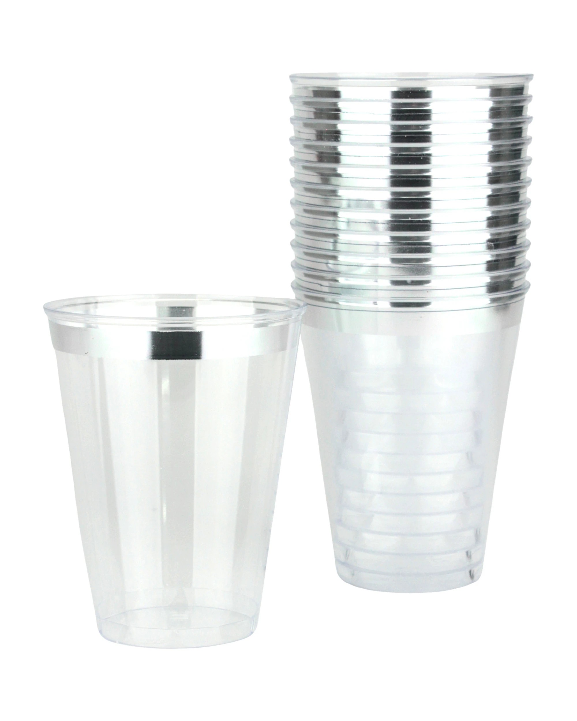 1 Fun Time Foil Trim Plastic Tumbler Cups Pack of 12 - Silver, 1 of 3