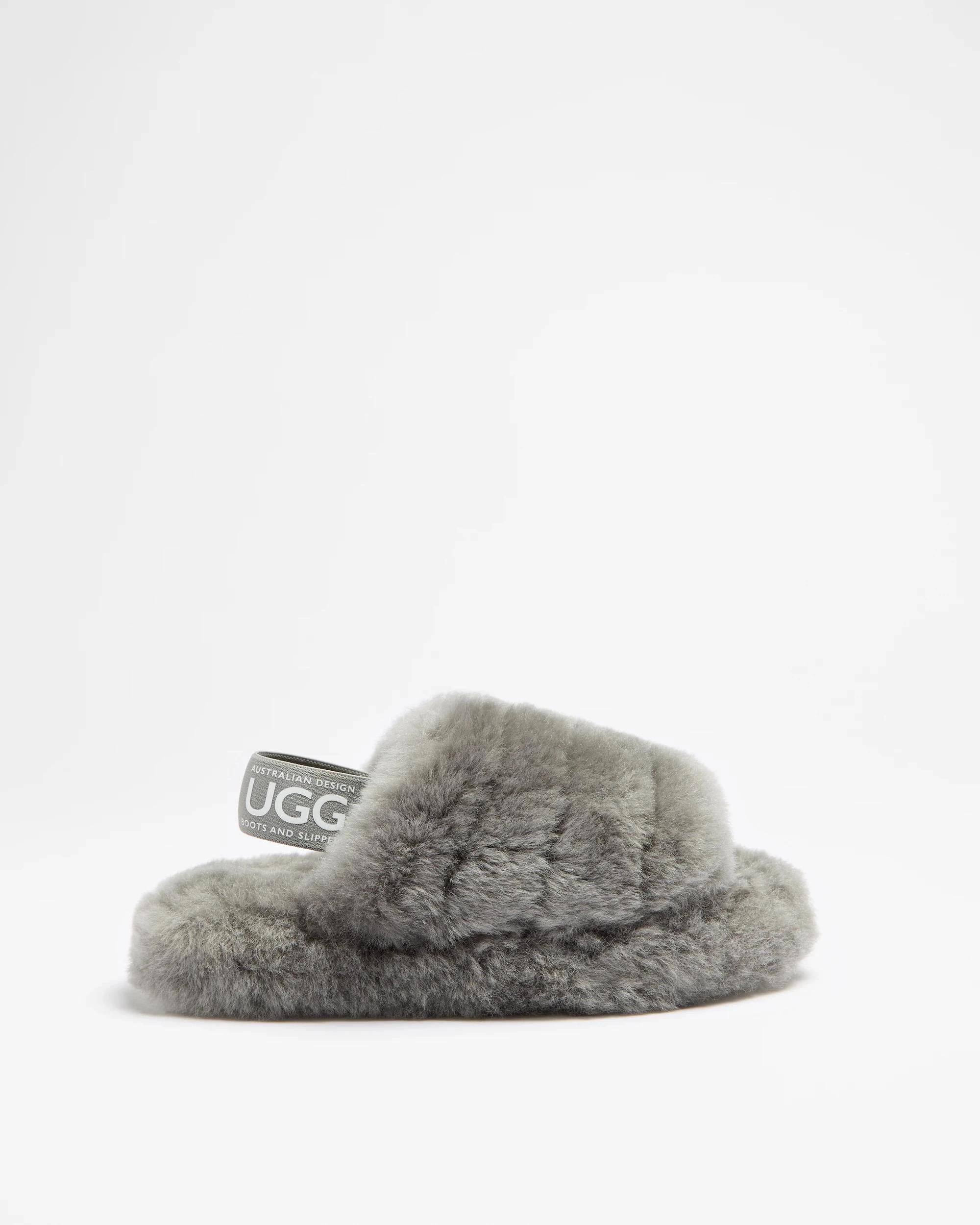 1 Australian Design Ugg Boots and Slippers Womens Genuine Sheepskin Sling Back Slipper CHARCOAL, 1 of 3