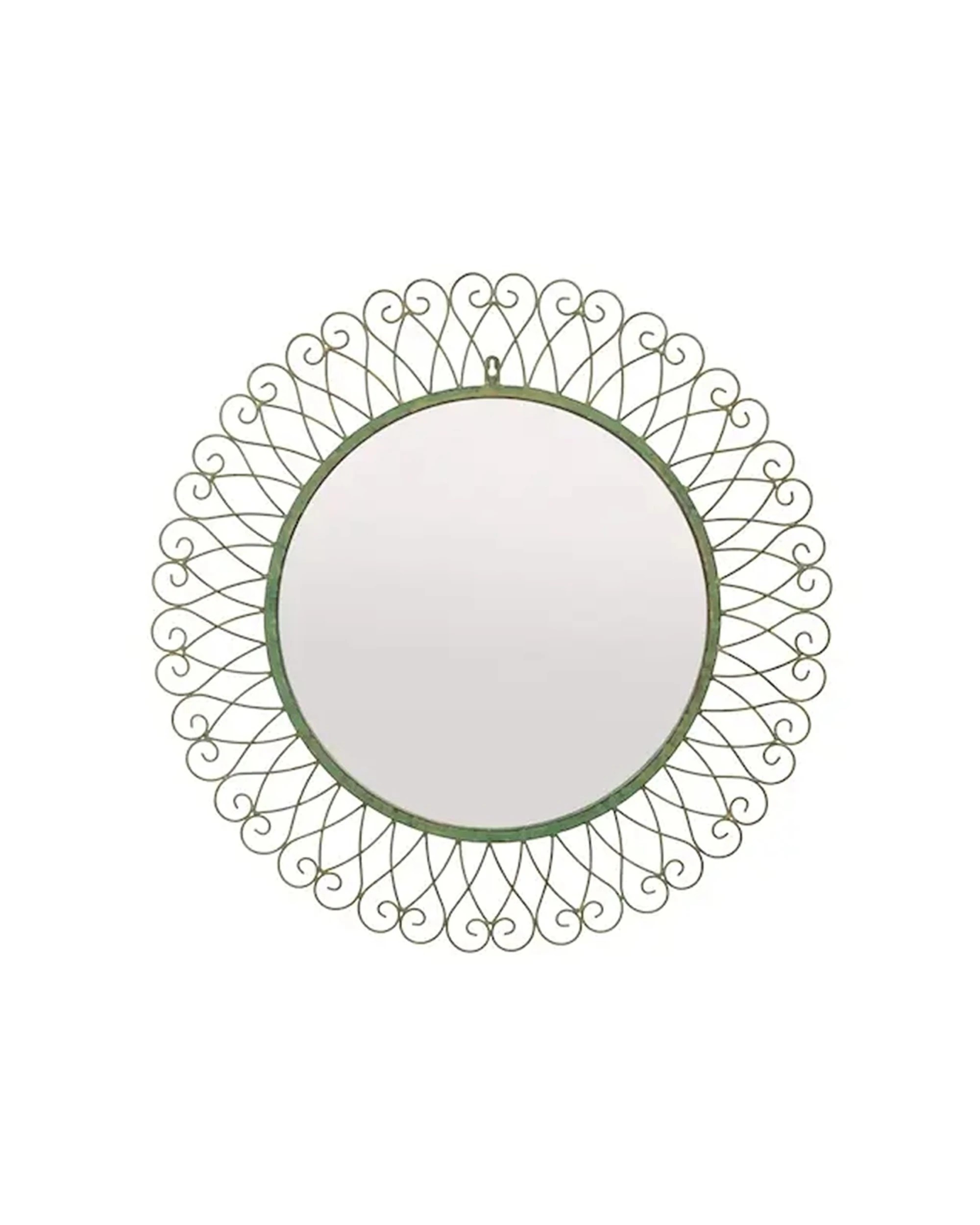 1 Alfresco Large Florentine Metal Mirror Rustic Decorative Wall Art - Green, 1 of 2