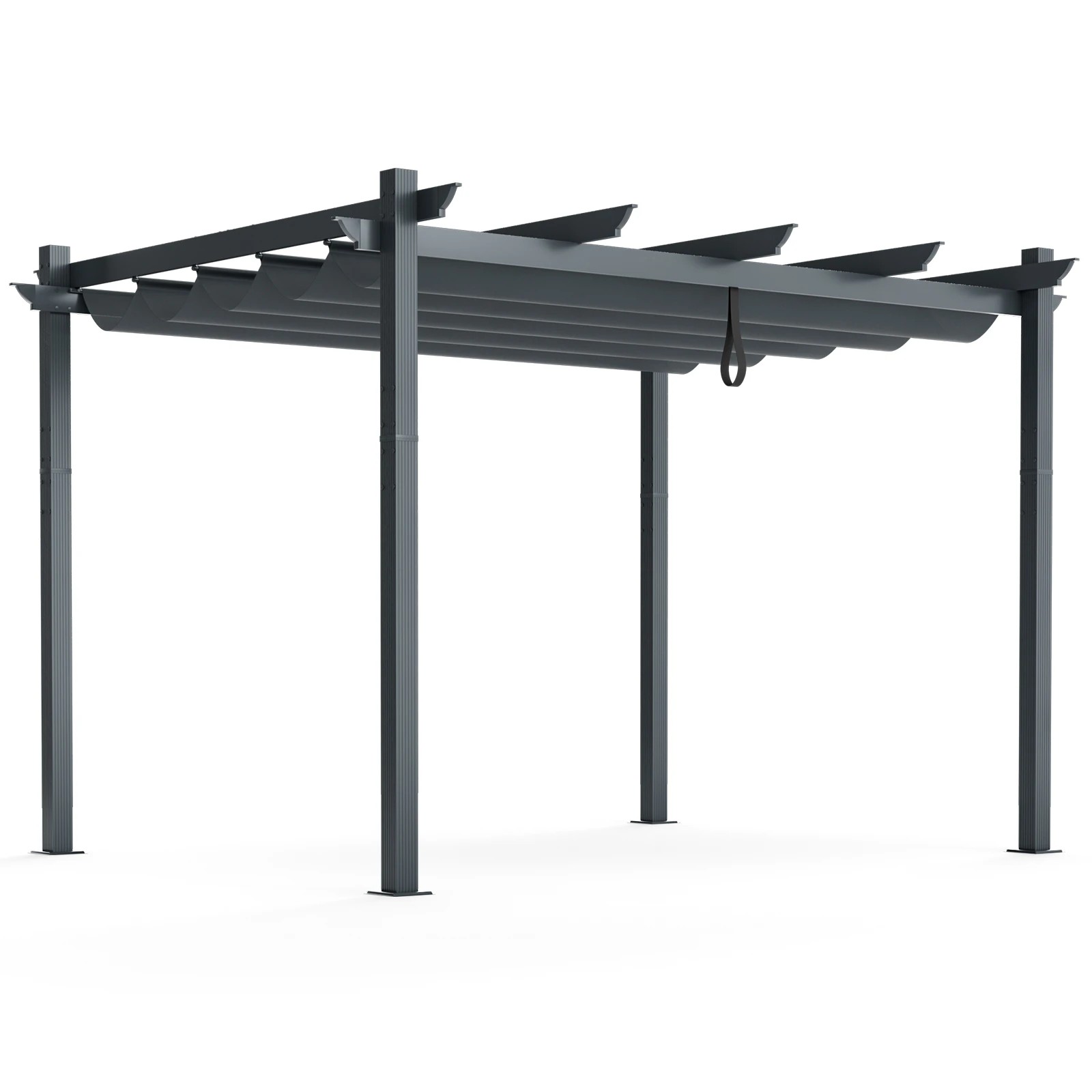 1 Costway Outdoor Pergola Aluminum Retractable Canopy Shelter - Grey, 1 of 1