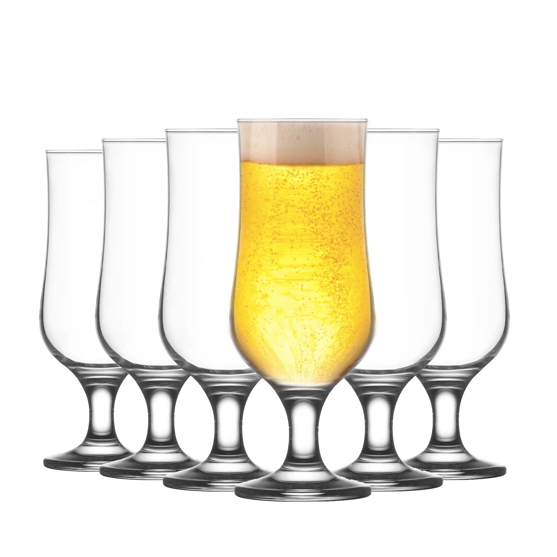 1 LAV Nevakar Stemmed Beer Glasses Set - Craft Beers, Ale and Cider - 385ml - Pack of 6 - Clear, 1 of 6
