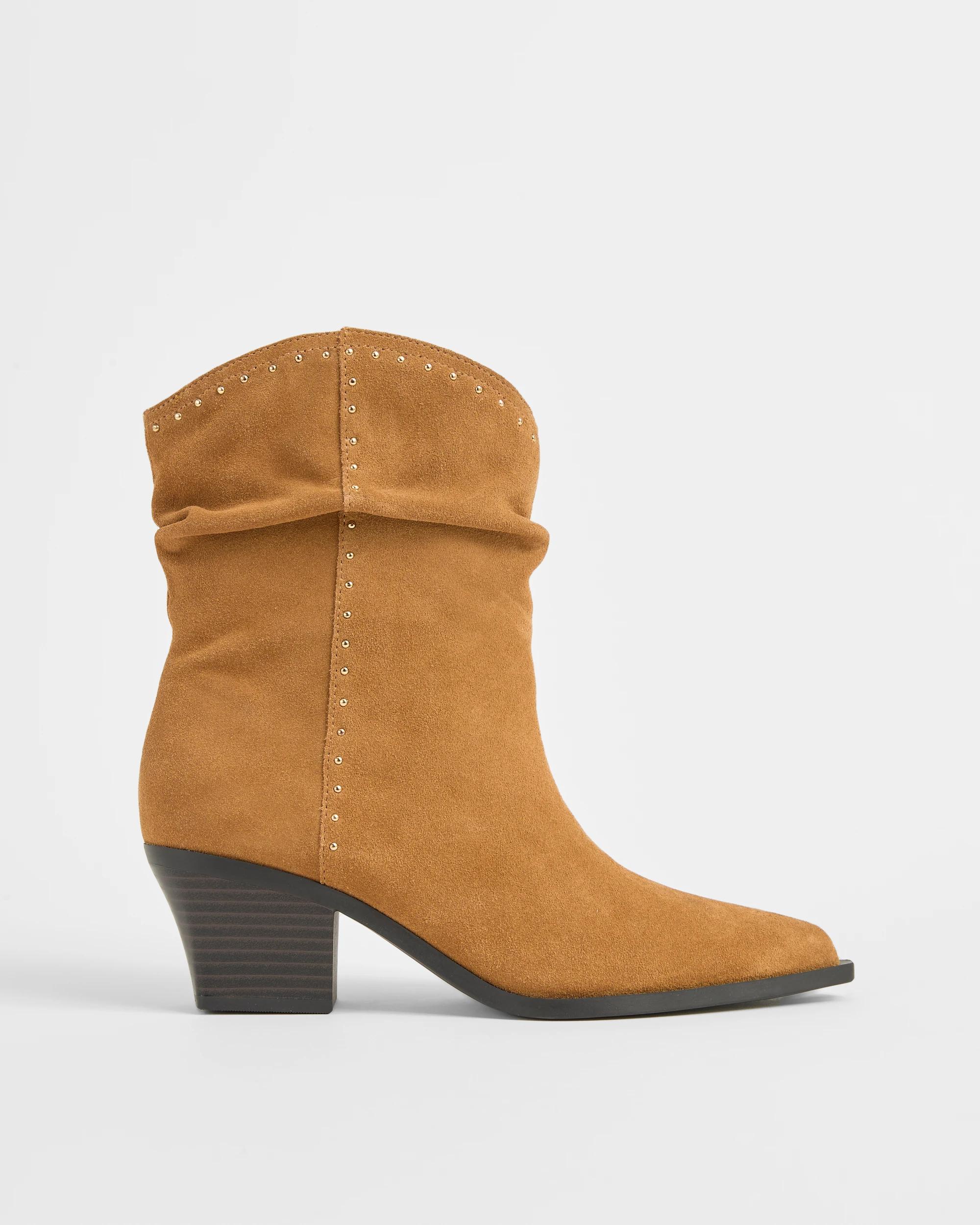 3 Target Woman Genuine Suede Leather Studded Ankle Boot - Tayla CHESTNUT, 3 of 3