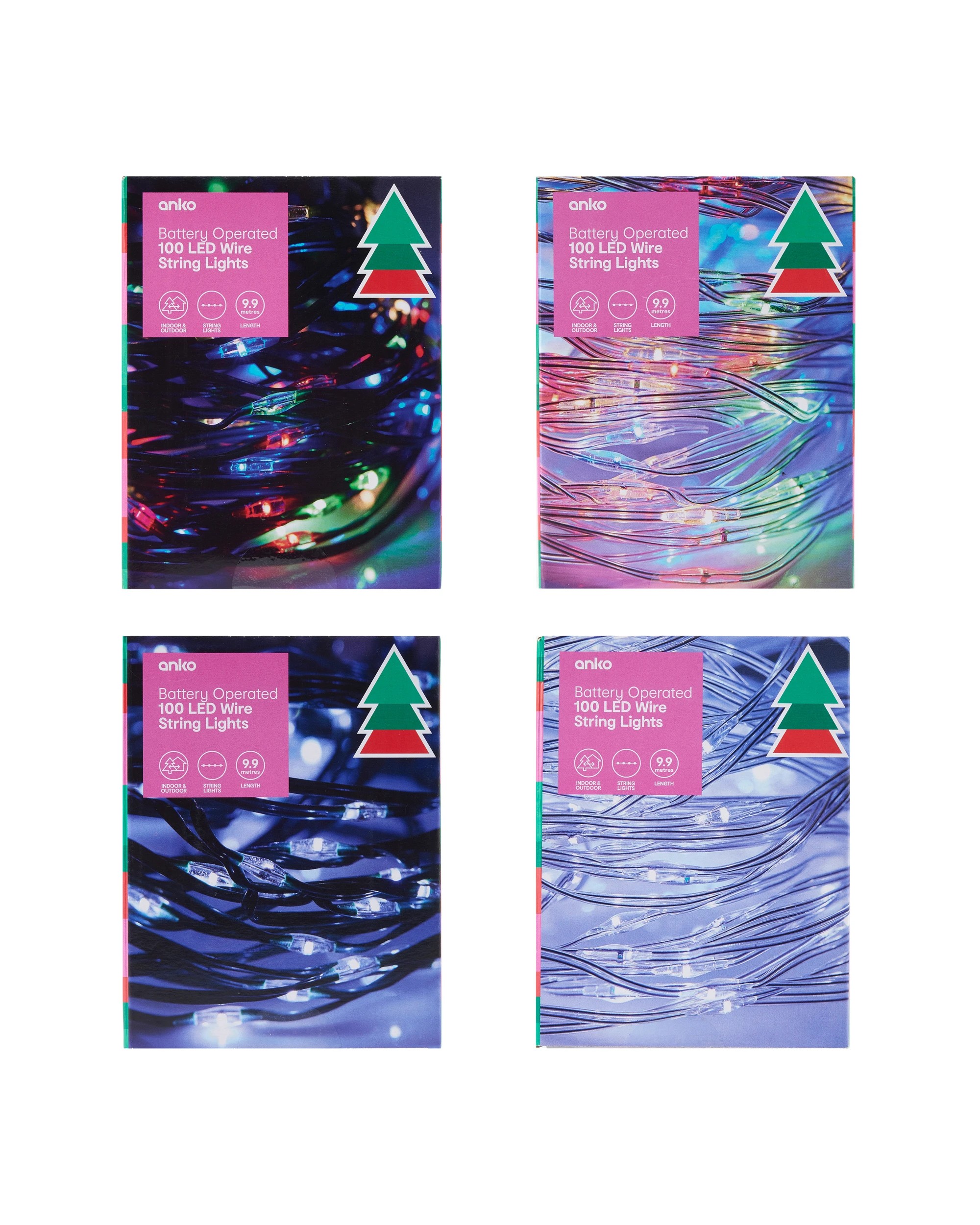6 Battery Operated 100 LED Wire String Lights - Assorted, 6 of 7
