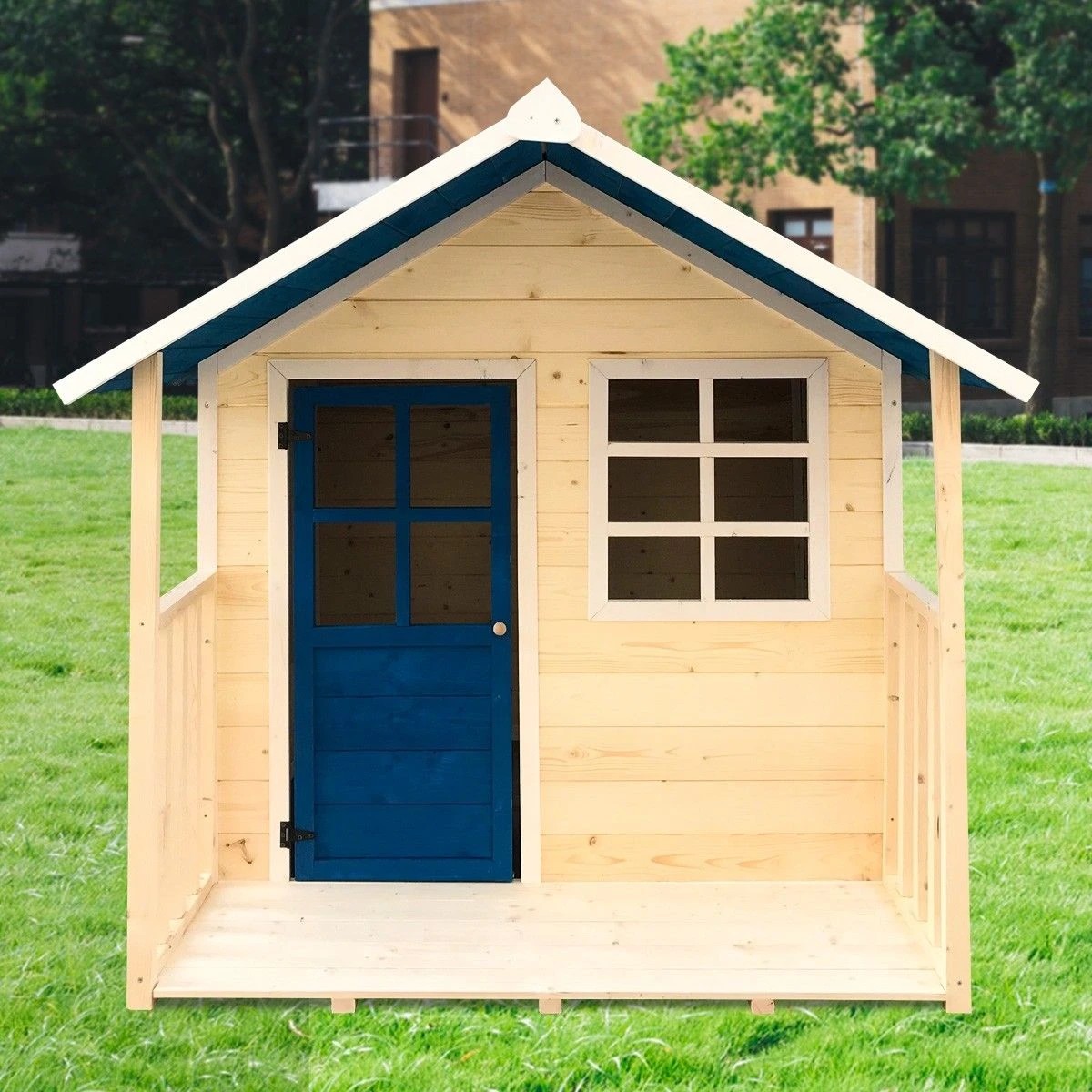 4 AUSWAY Wooden Kids Cubby House Playhouse, 4 of 9