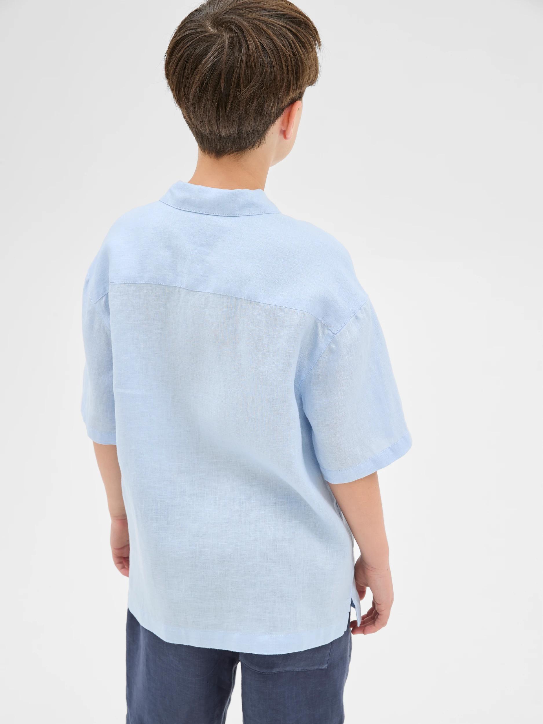 4 Target European Linen Short Sleeve Shirt BLUE, 4 of 6