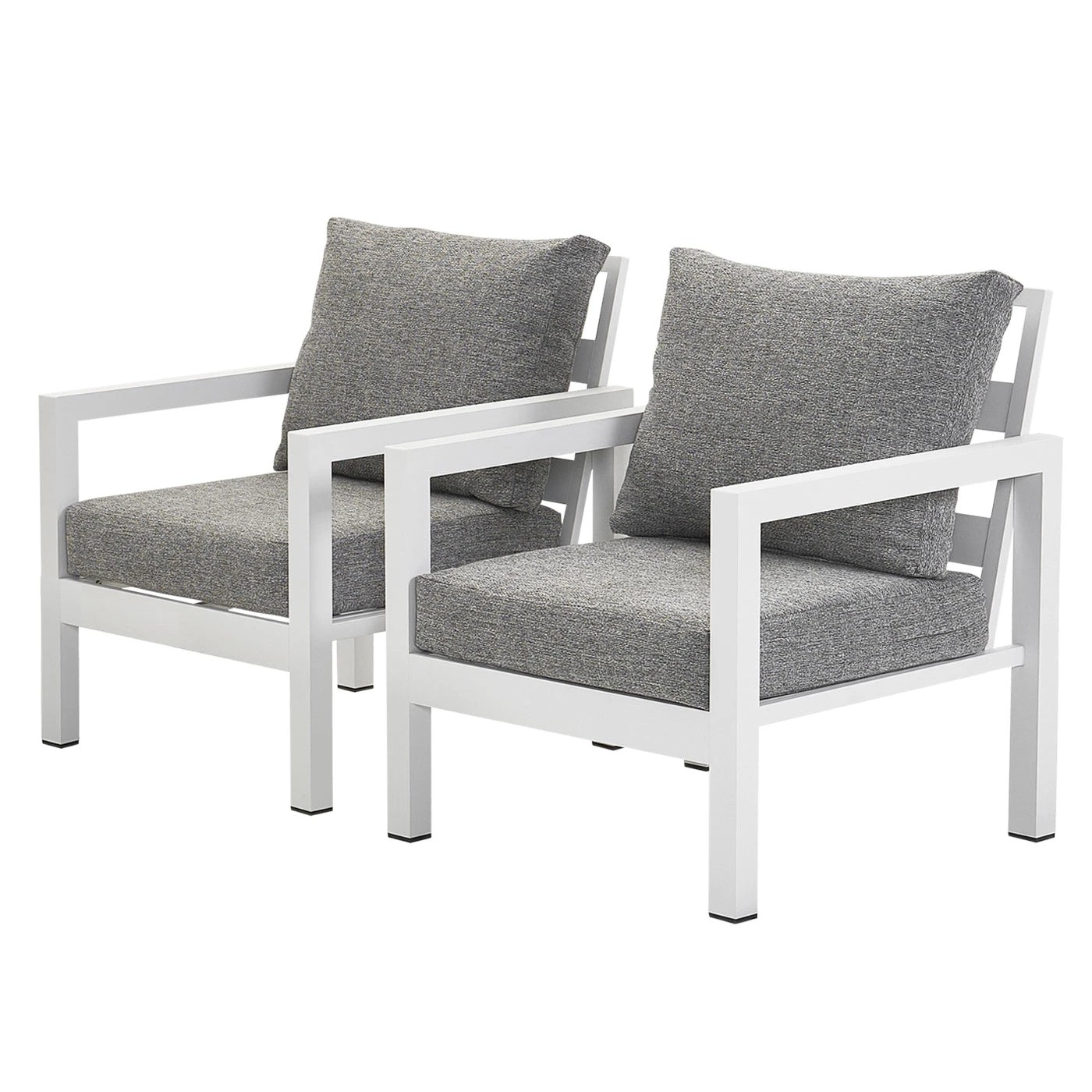 1 Moda Living Manly Single Seater White Aluminium Outdoor Sofa Lounge - Textured Grey Cushions (Set of 2) - White, 1 of 10