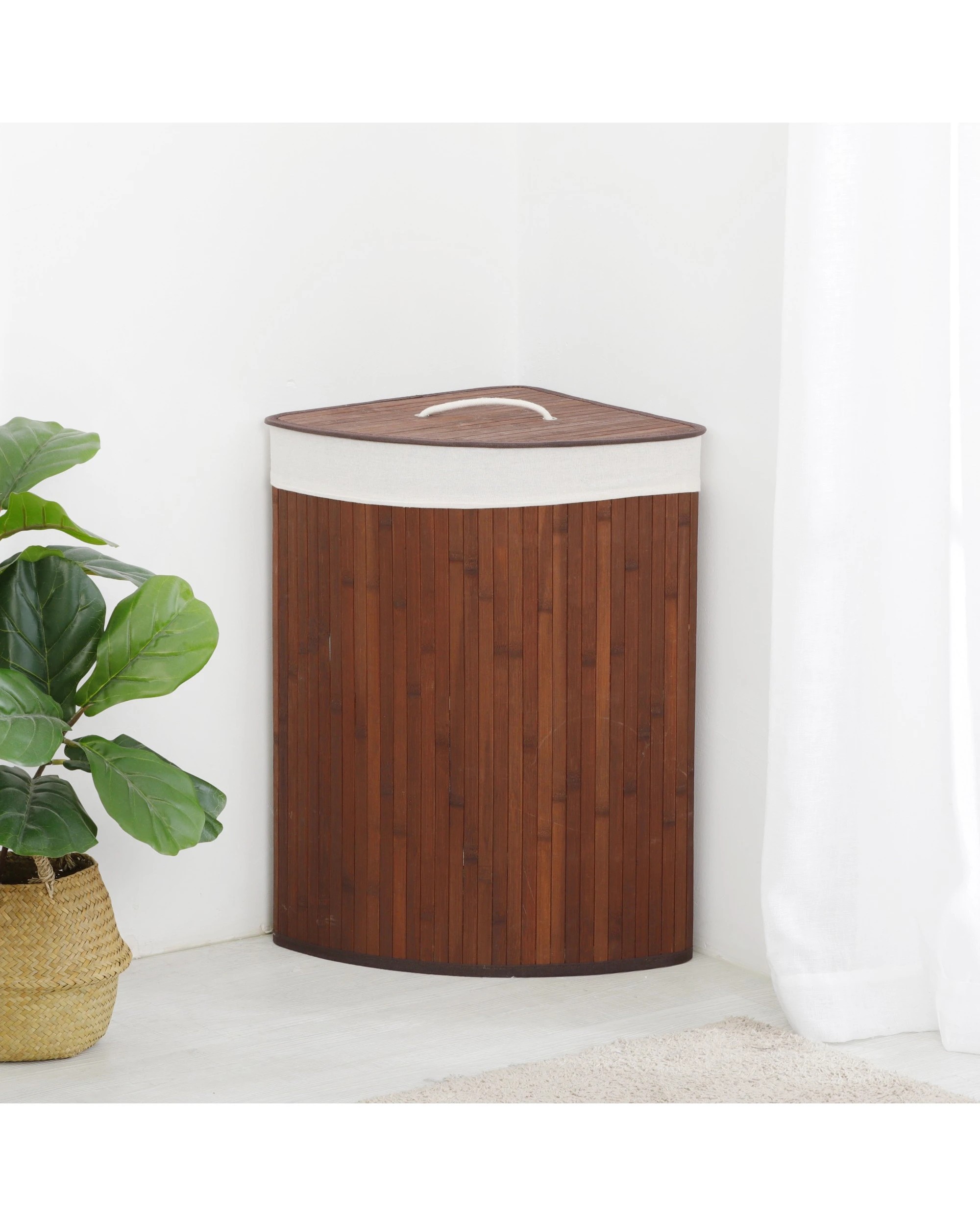 5 Sherwood Home Corner Folding Bamboo Laundry Hamper 35x35x60cm - Brown, 5 of 7