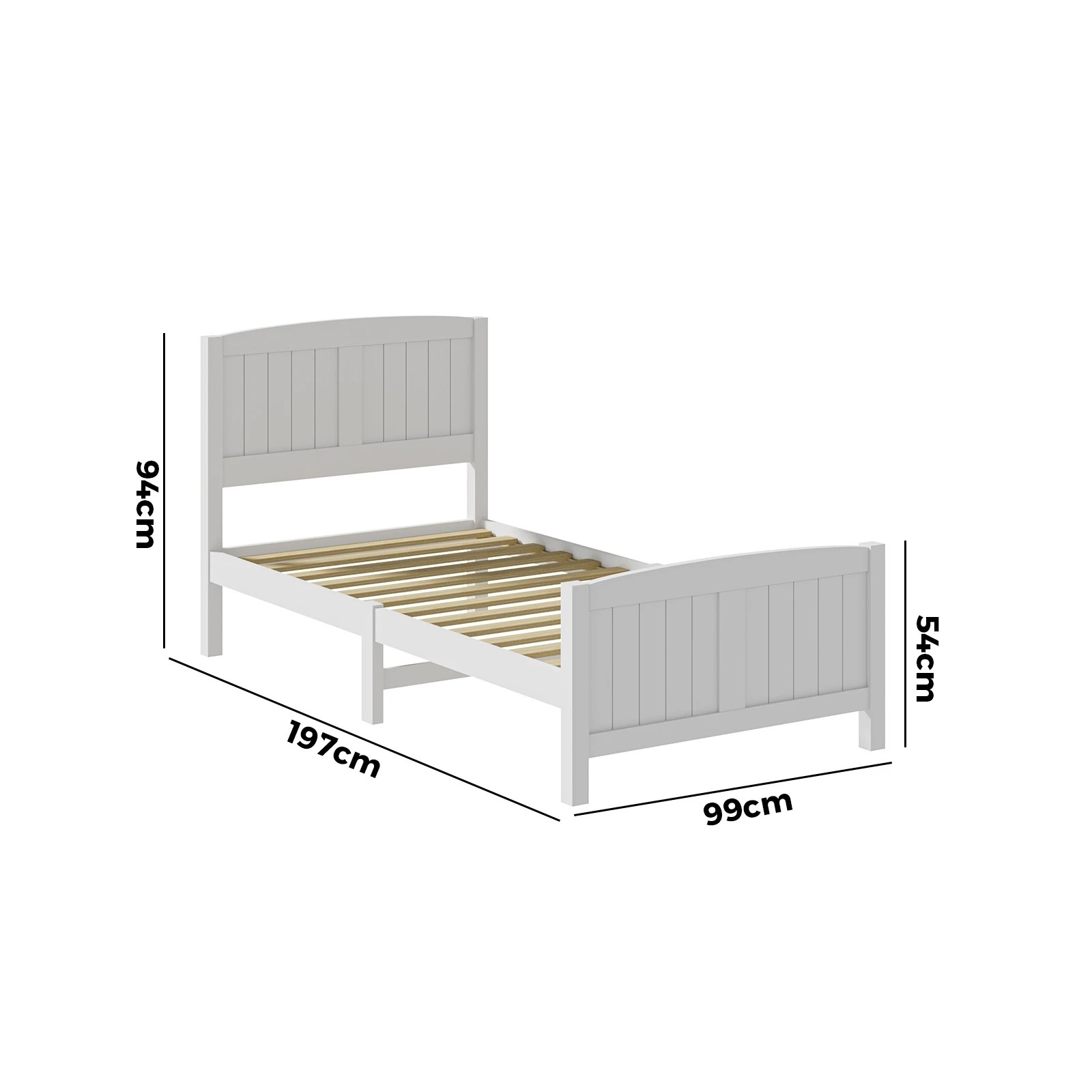 5 Oikiture Bed Frame Singe Size Wooden Base Timber Platform
 - White, 5 of 10