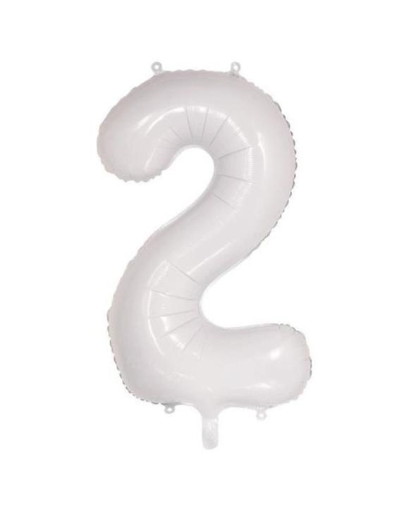 Alpen Decrotex Foil Balloon Number 2 Party Decoration 34 Inches - White