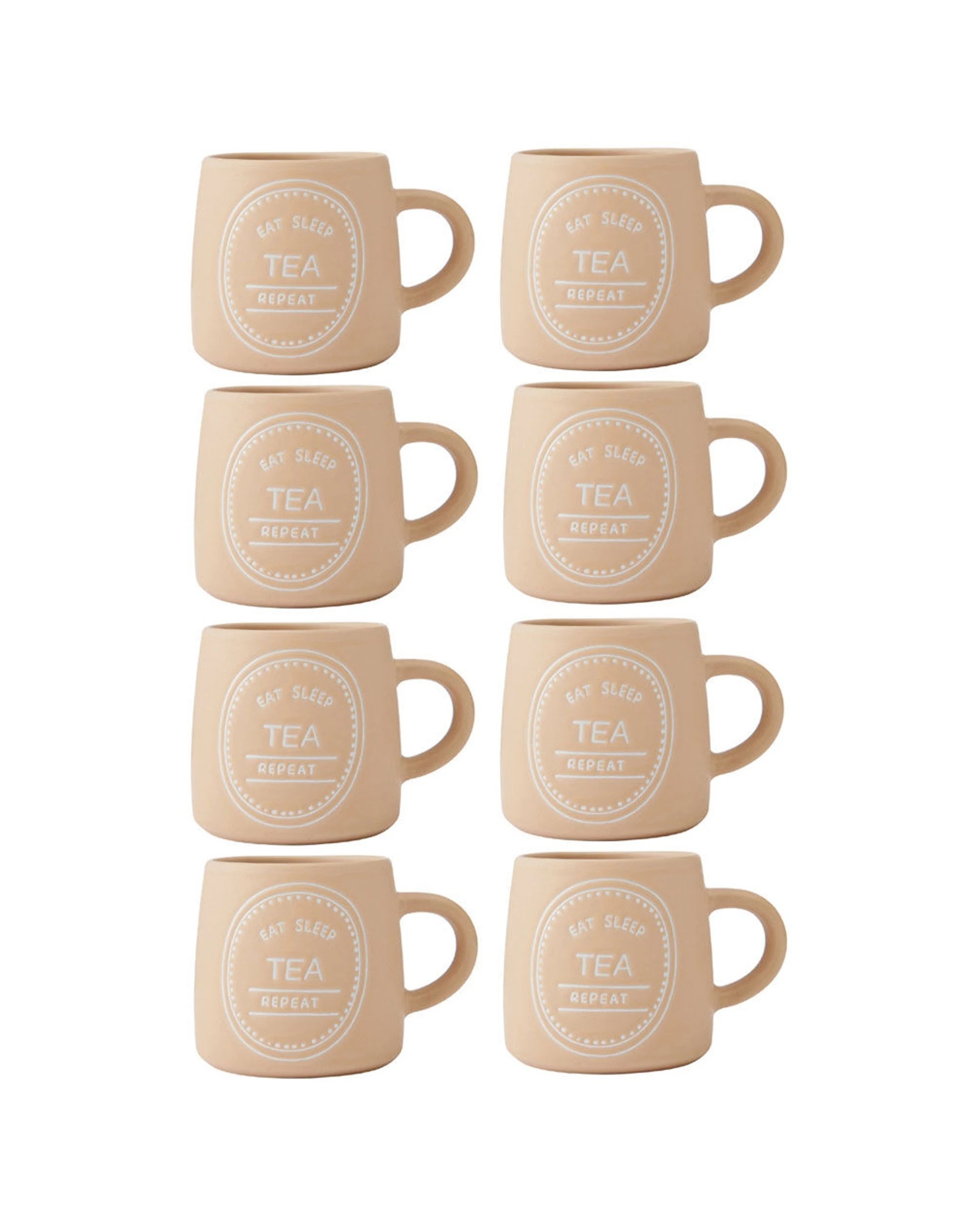 1 Mikasa 8PK Eat Sleep Tea Repeat Coffee Mug Cup Stoneware 400ml - Orange, 1 of 7