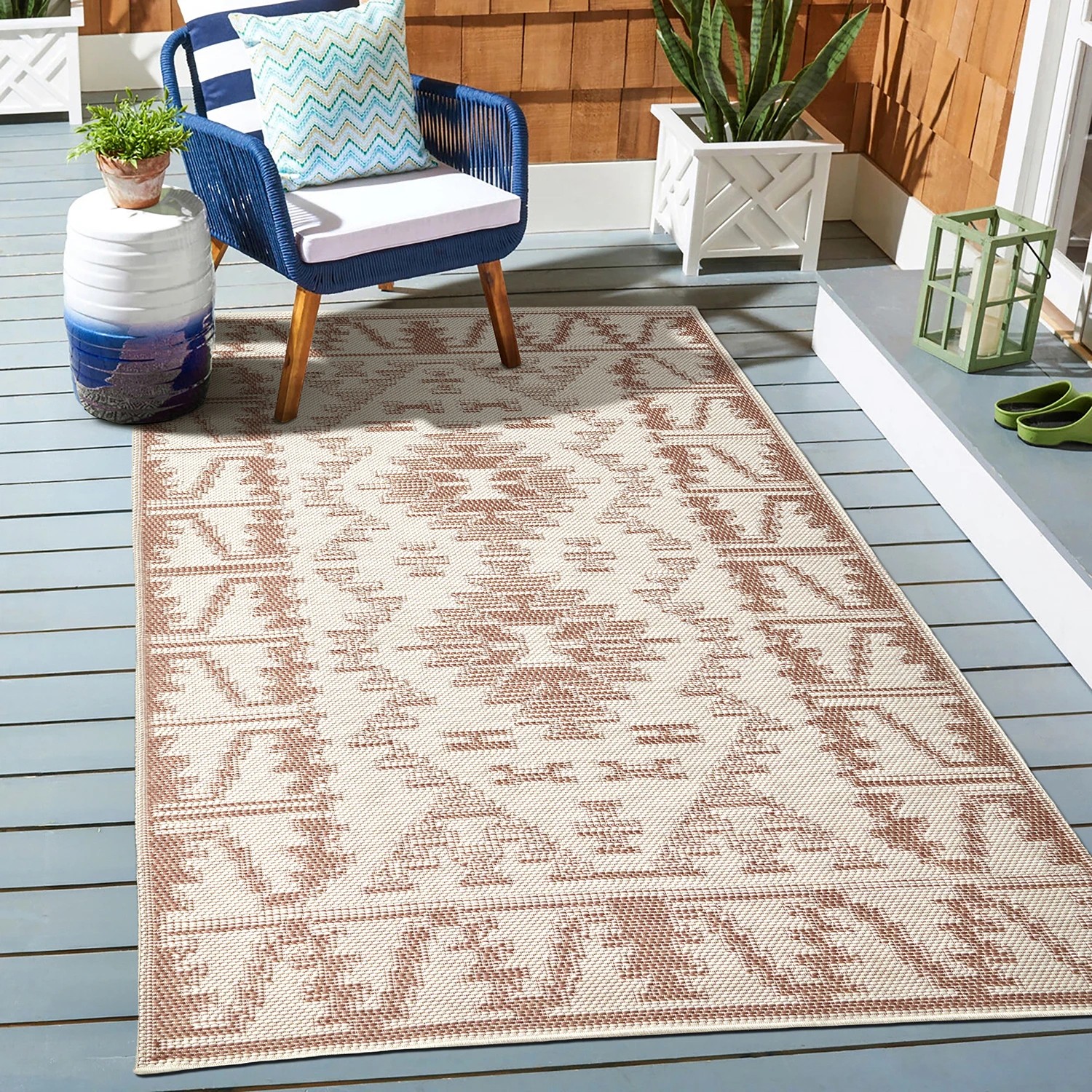 1 Common Ground Rugs Palmline Kuza Outdoor 230x160cm - Medium Pet Friendly Floor Rug - Orange, 1 of 7