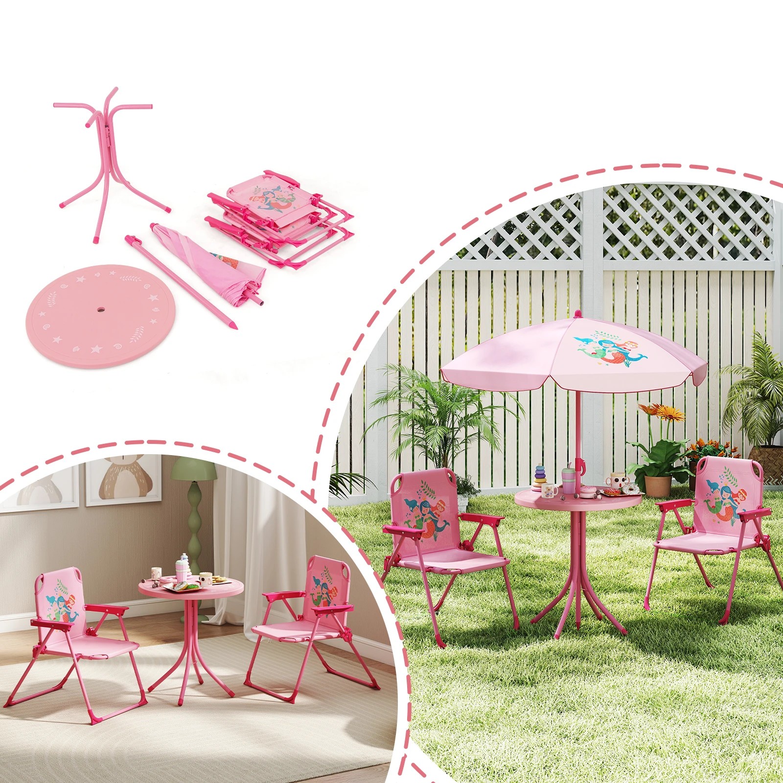 2 Costway 4PCS Kids Patio Furniture Outdoor Activity Table Chairs, 2 of 6