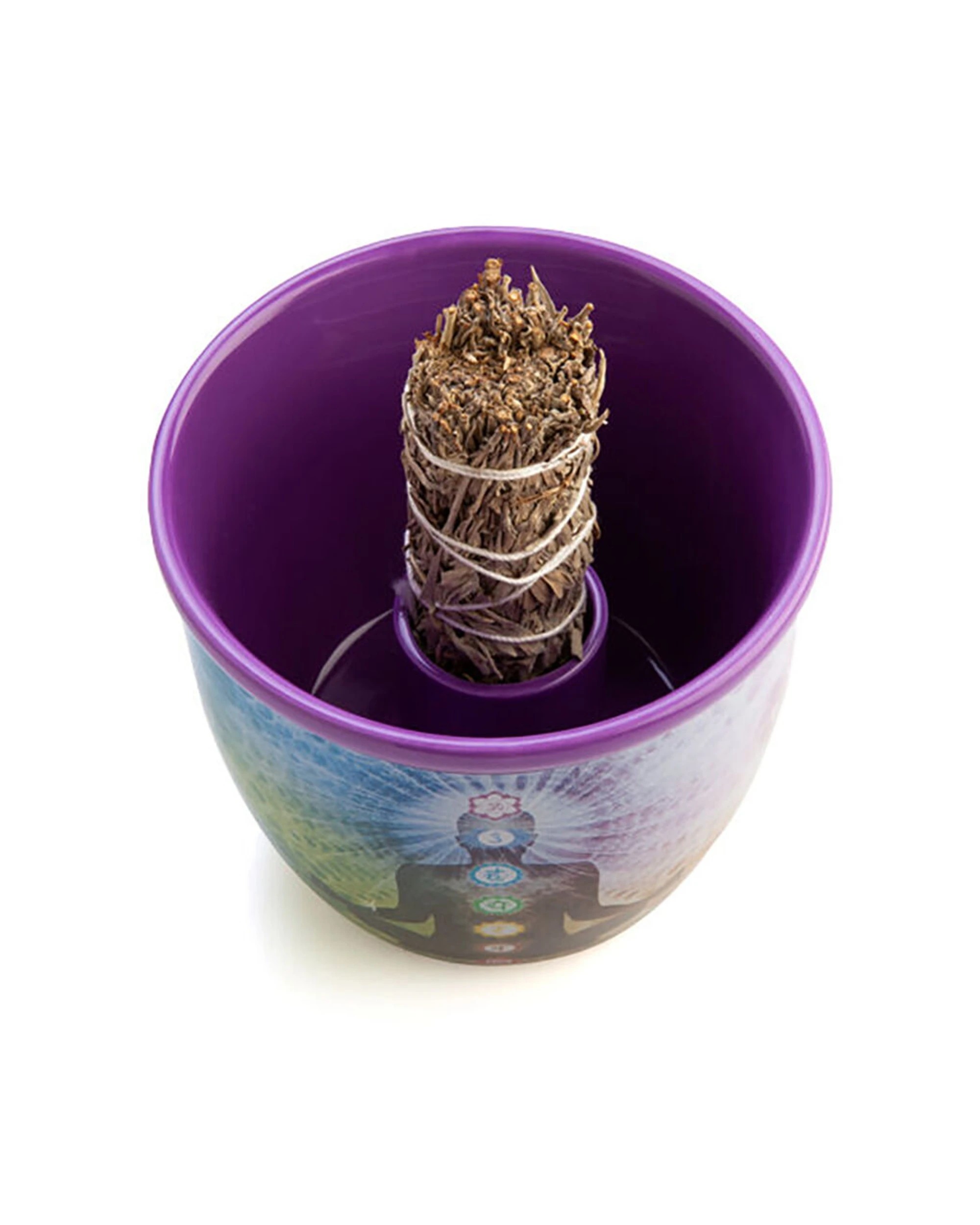 2 MDI Smudge Bowl Sage & Incense Burner Ceramic Chakra 12.5x10.5cm - Purple, 2 of 5