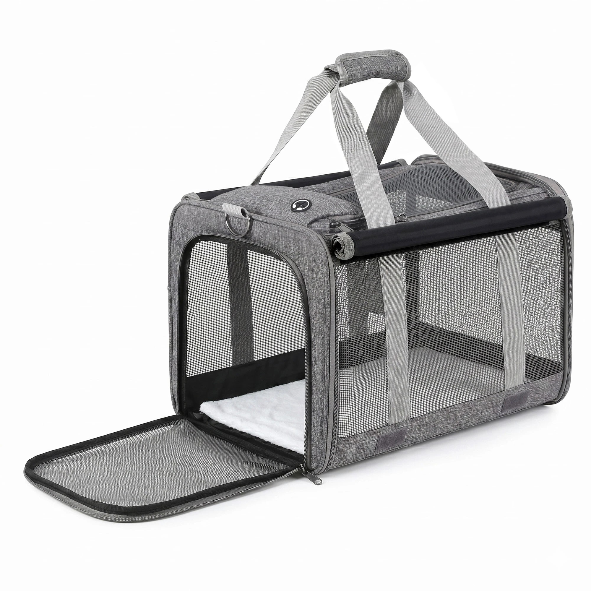 1 i.Pet Pet Carrier Bag Foldable Dog Cat Durable Crate Travel Portable Kennel - Grey, 1 of 9