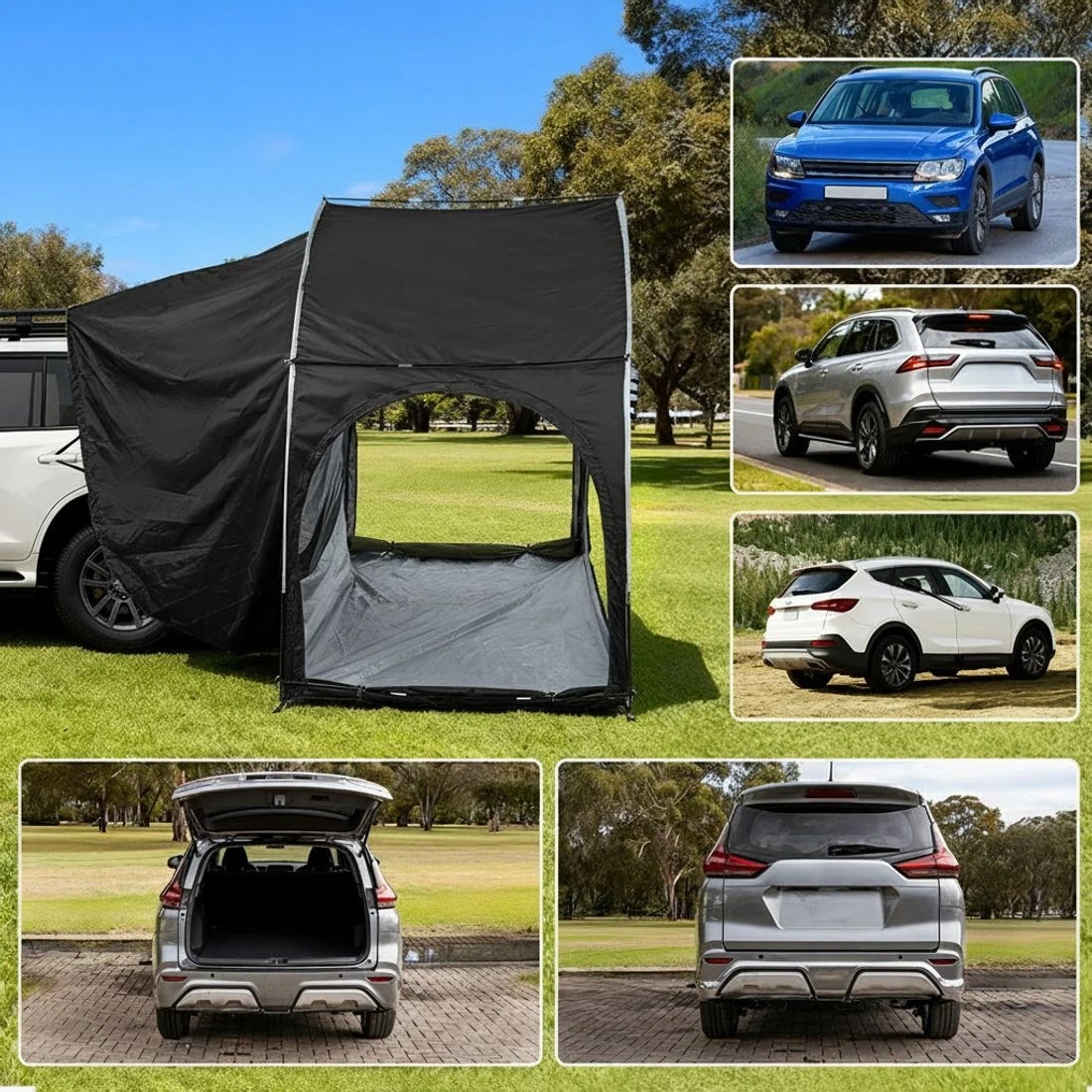 6 Weisshorn Camping Tent Car SUV Rear Hatchback Tents Canopy Portable Outdoor Family - Black, 6 of 8