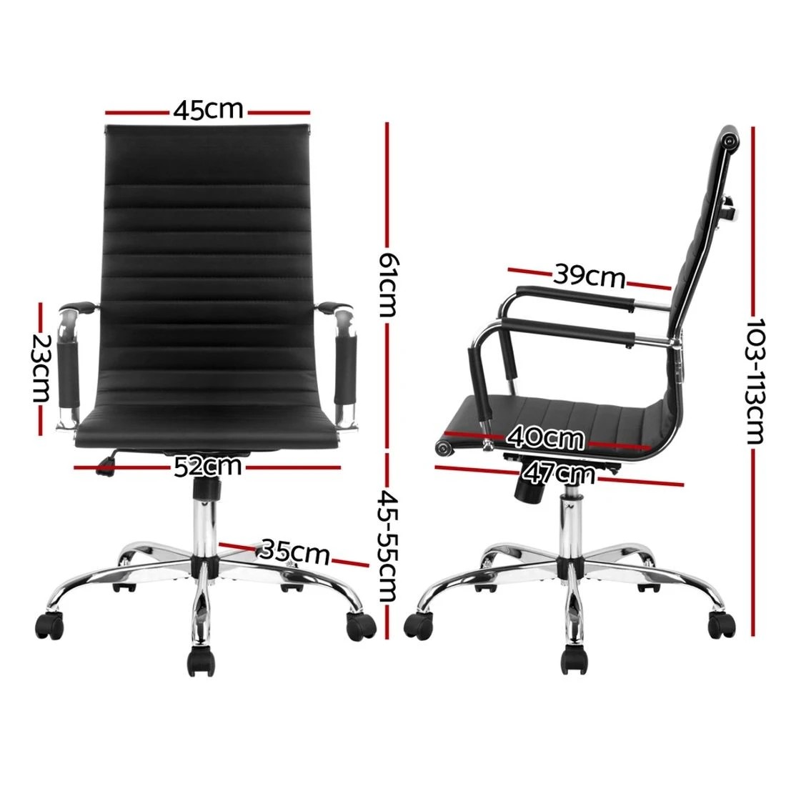 1 Artiss Office Chair Conference Chairs PU Leather High Back - Black, 1 of 8