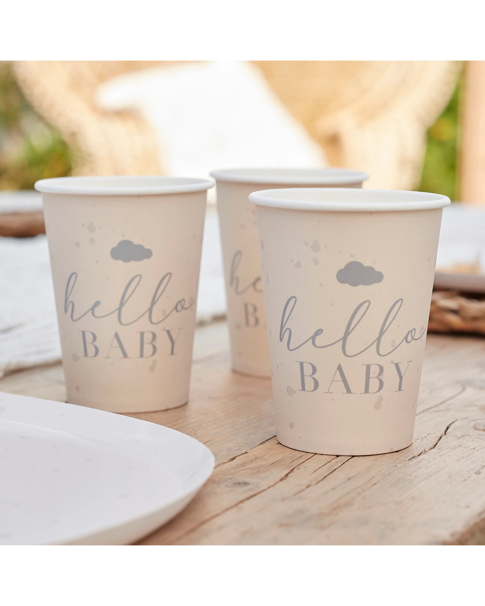 2 Ginger Ray Hello Baby Speckled Paper Cups Pack of 8 - Beige, 2 of 2