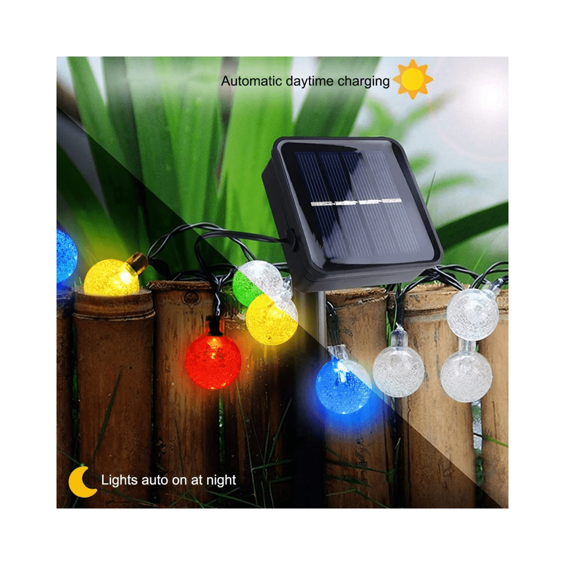 2 Advwin 12M 100 LED String Fairy Lights Solar Powered 8 Modes Christmas Outdoor/Indoor Multicolored, 2 of 3