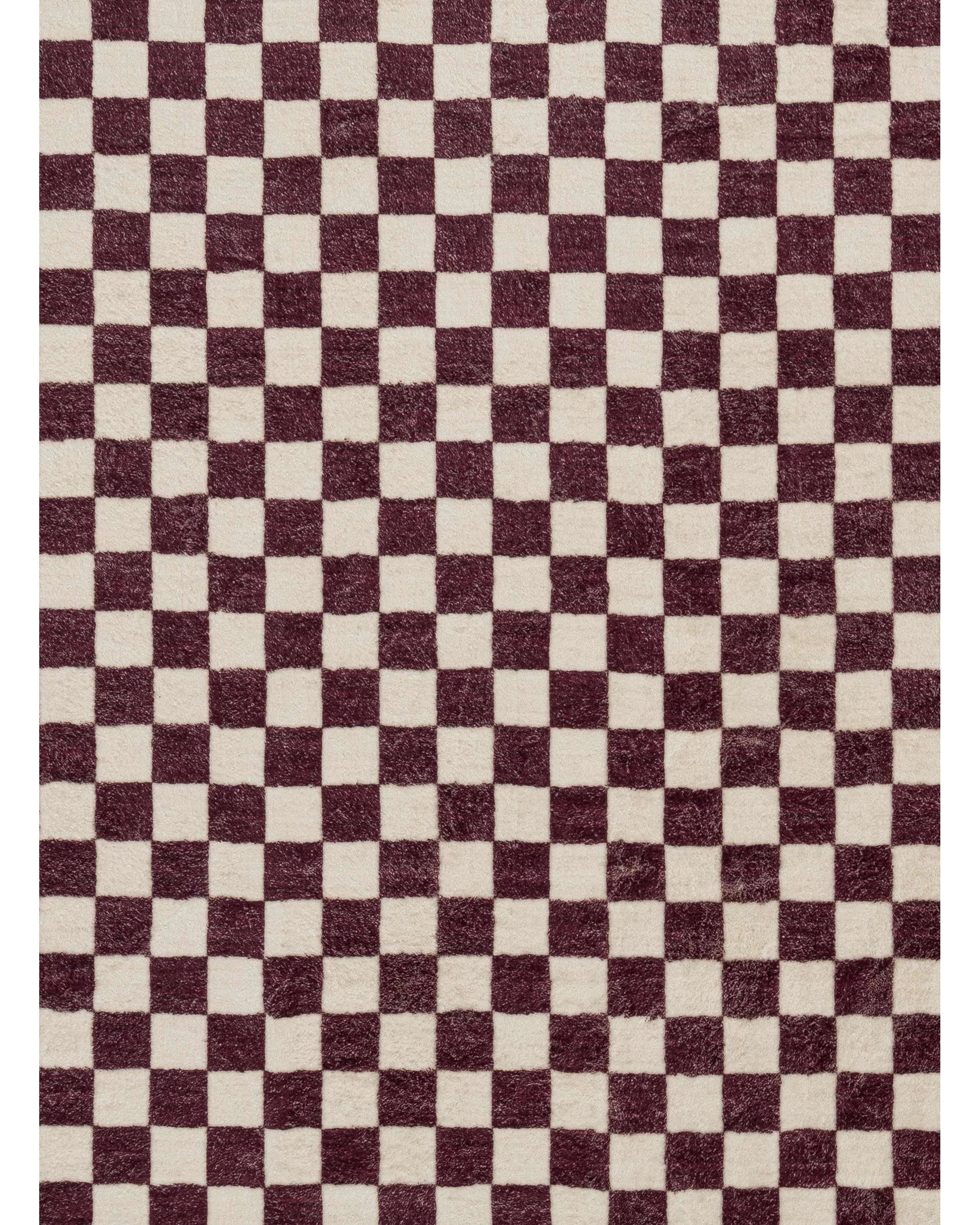 6 Loopsie Hermosa Checkered Washable Rug-400cm x 300cm - Burgundy, 6 of 9