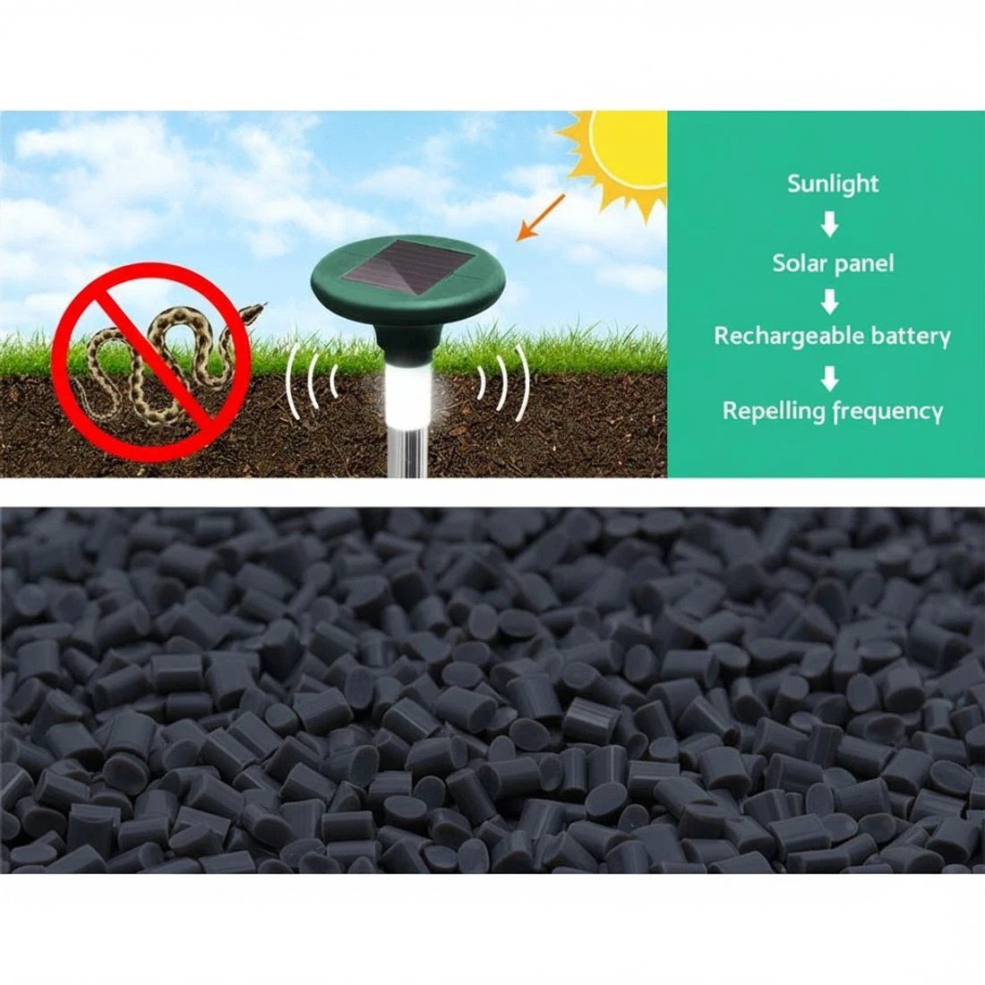 2 Gardeon Snake Repeller 10X Solar LED Multi Pulse Plus Pest Rodent Repellent - Black, 2 of 5