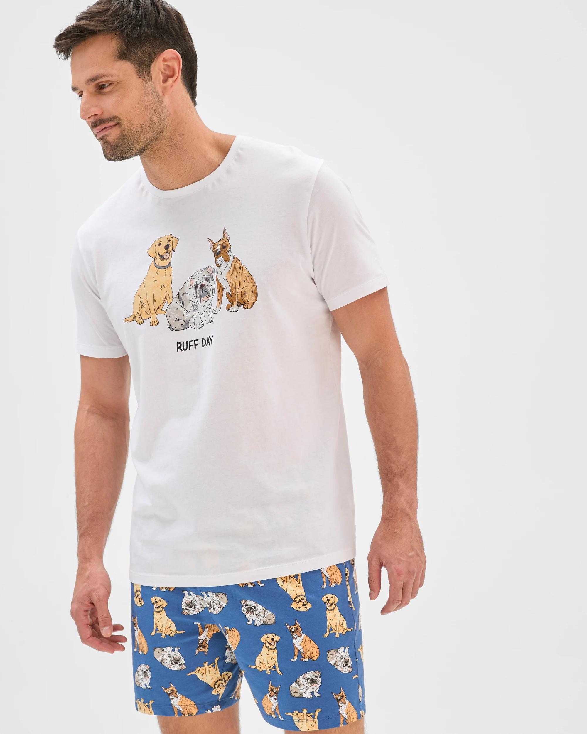3 Maxx Australian Cotton Knit Pyjama Set WHITE RUFF DAY/DOGS, 3 of 6