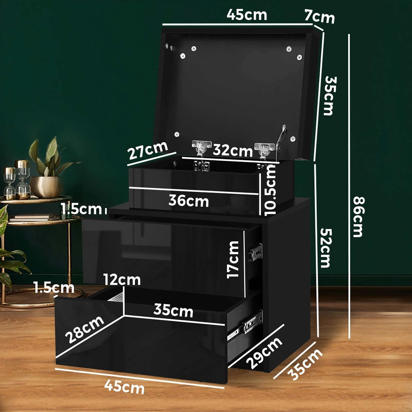 10 Oikiture Bedside Table Rgb Led Nightstand Cabinet 2 Drawers
 - Black, 10 of 10