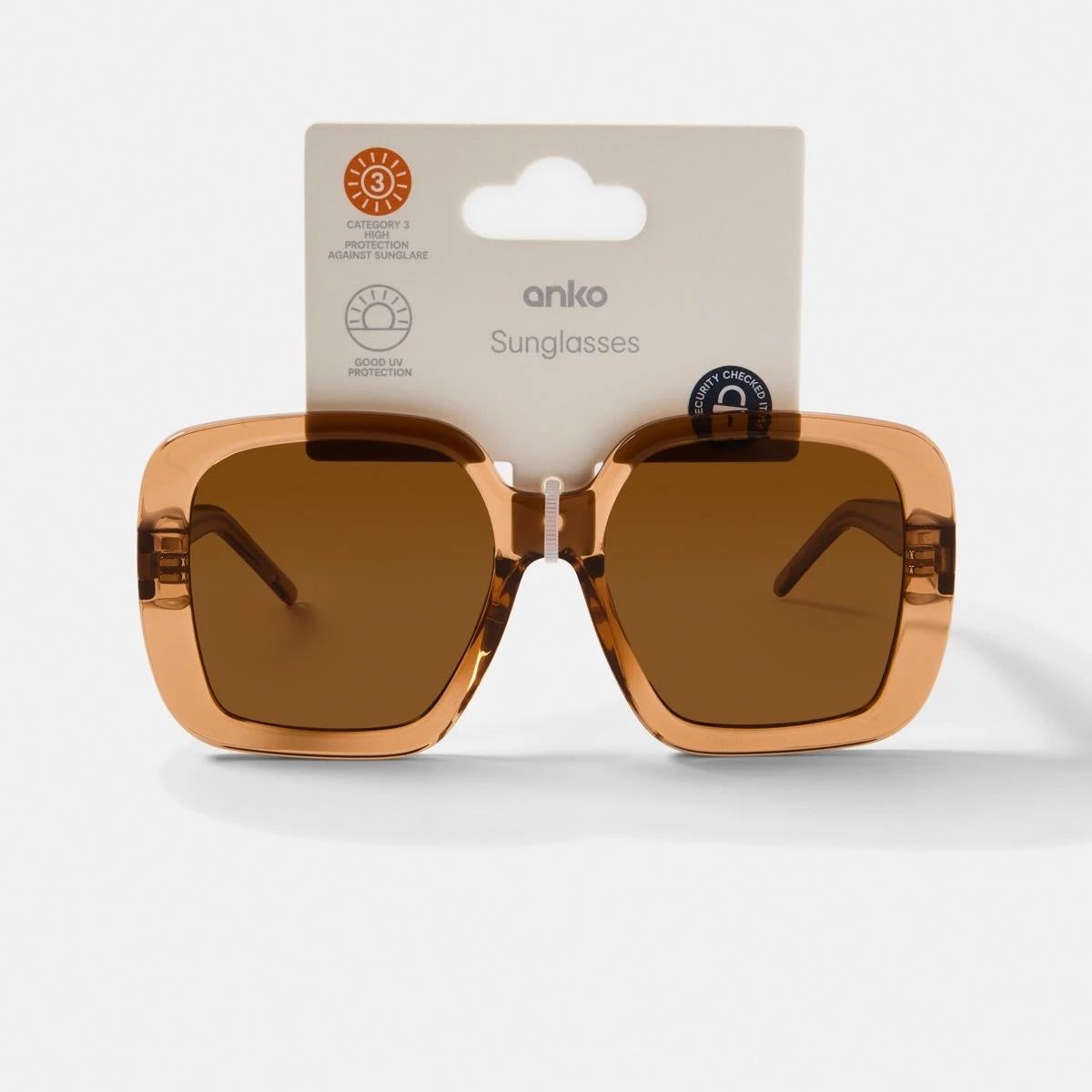 6 Womens Oversize Square Sunglasses TRANSLUCENT BROWN, 6 of 6