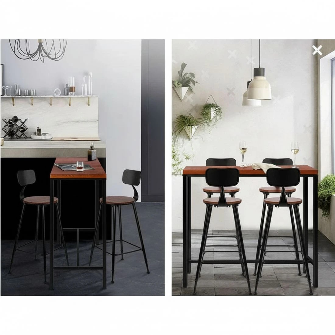 7 Artiss Alex Bar Table 100CM Rectangular - Brown, 7 of 8