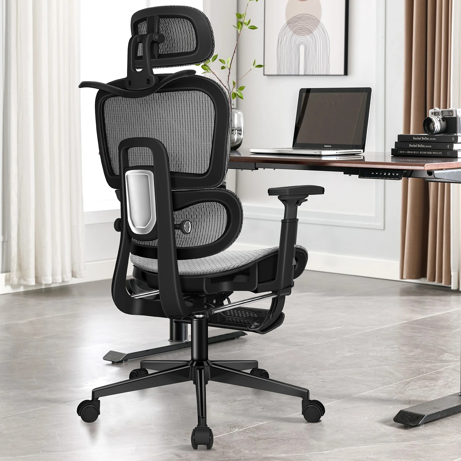 3 Alfordson Ergonomic Office Chair Mesh Executive Racing Computer Seat - Black Grey, 3 of 10