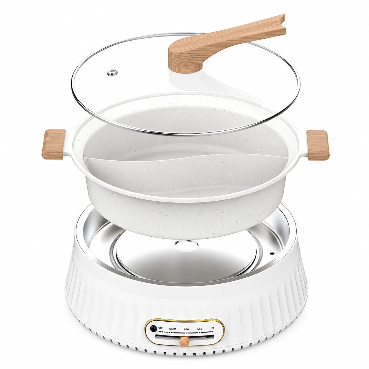 1 Yopower 4L Electric Hot Pot with Detachable Pot - White, 1 of 5