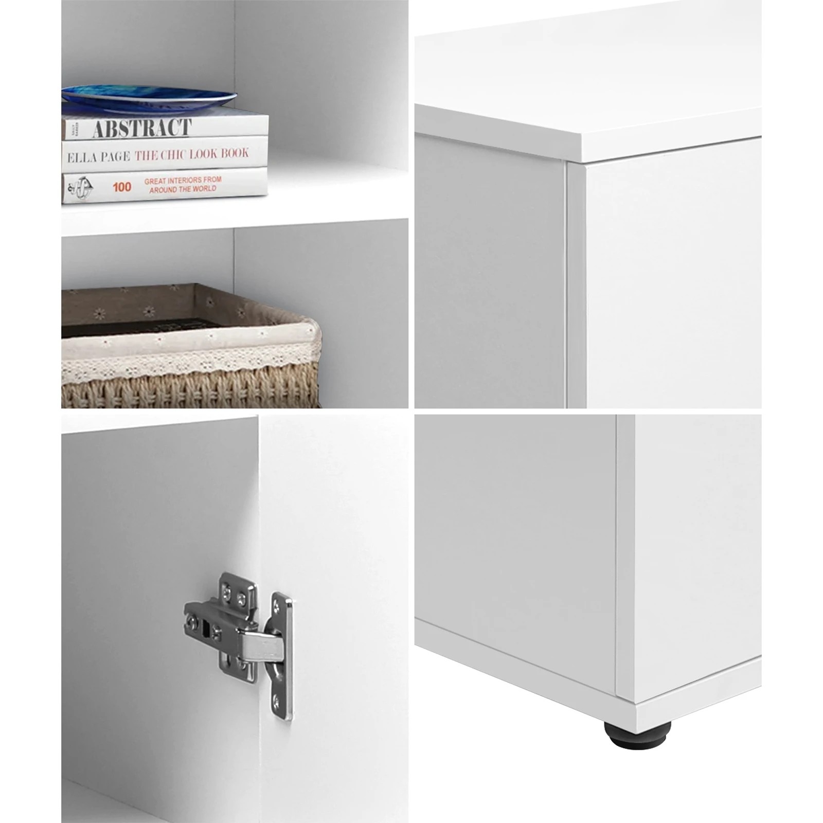 4 Oikiture Storage Cabinet Sideboard Freestanding Cupboard Organiser
 - White, 4 of 6