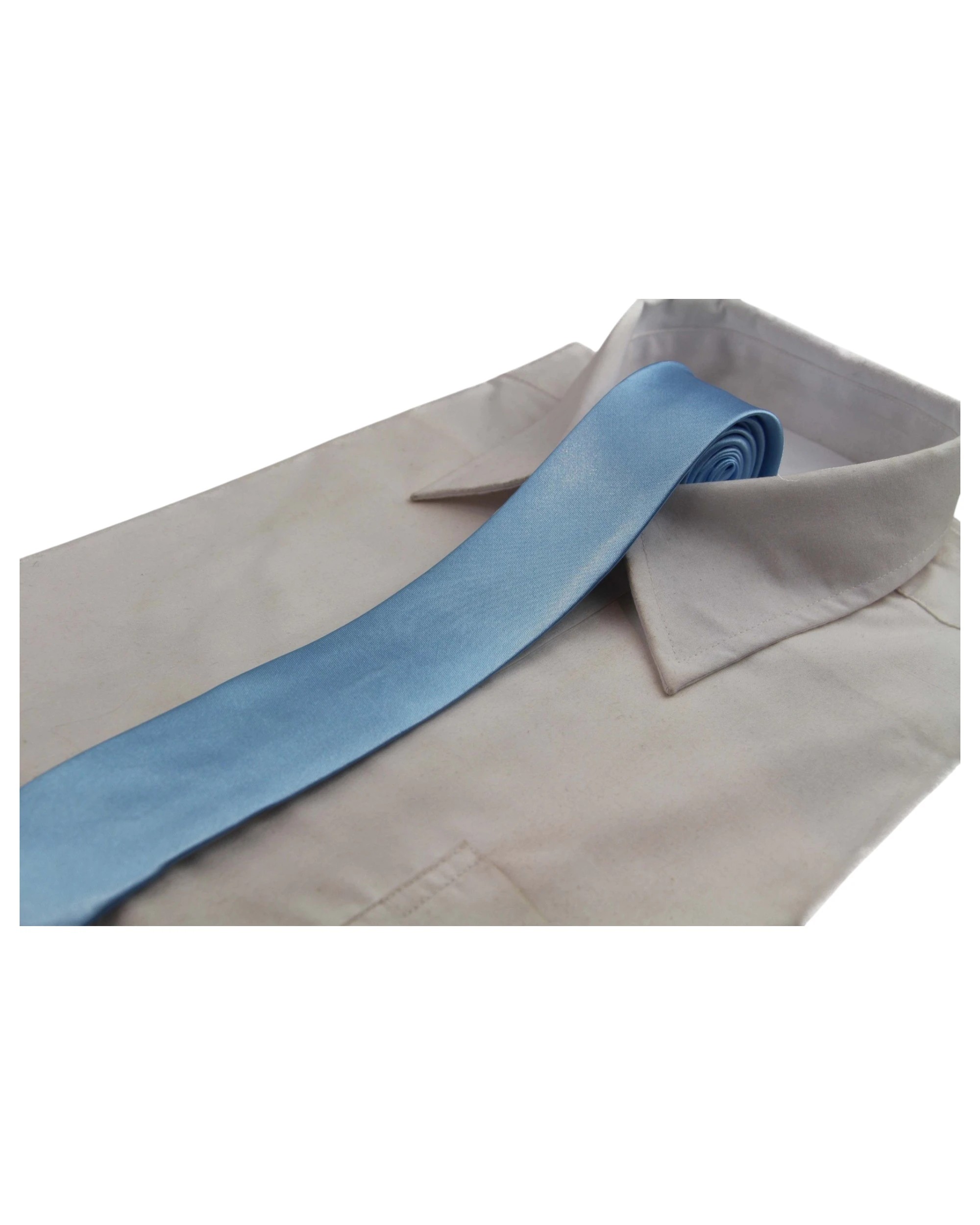1 Zasel Mens Light Blue 5cm Skinny Plain Neck Tie - Blue, 1 of 1