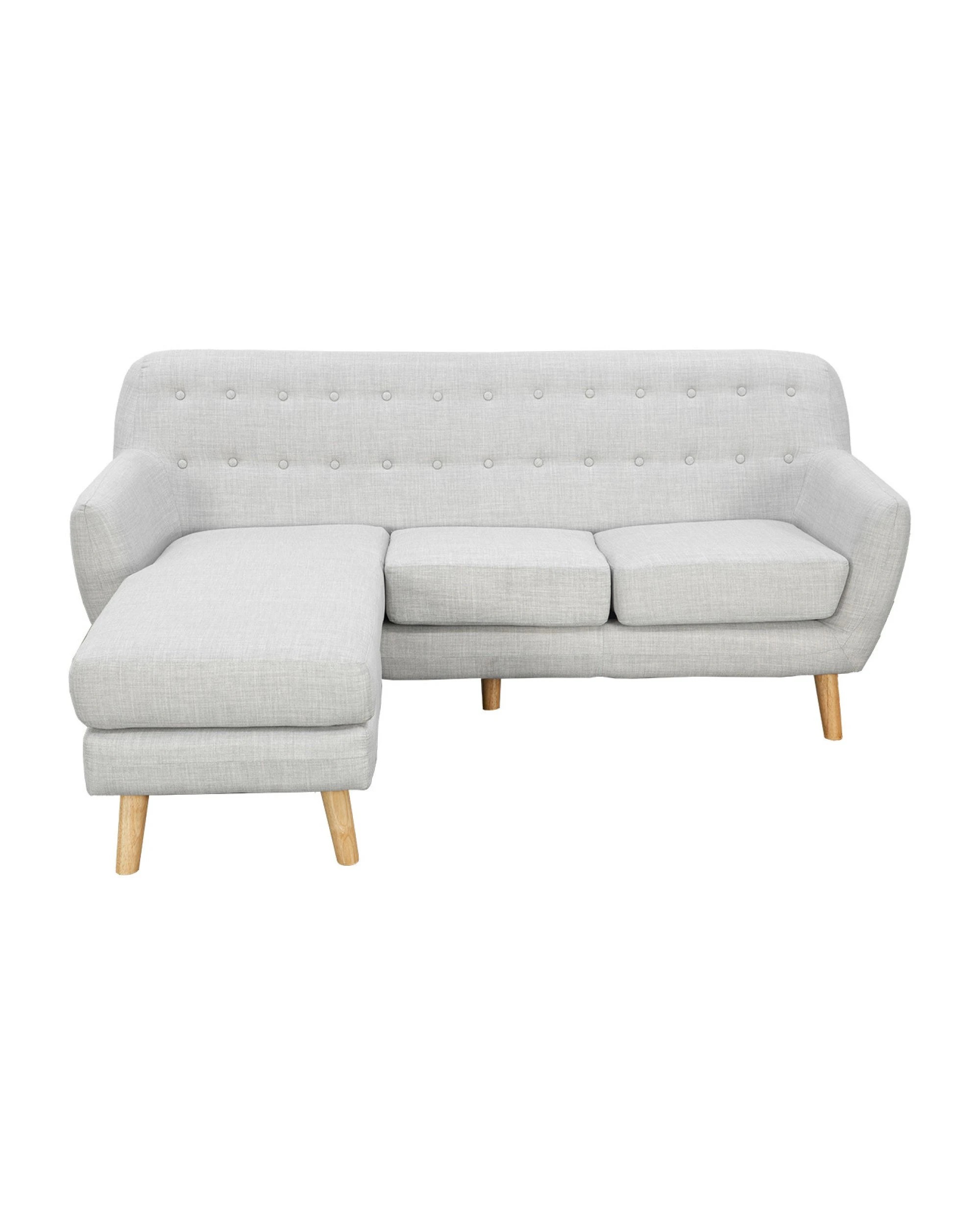 1 Sarantino Linen Corner Sofa Lounge L-shaped Chaise Light Grey, 1 of 10