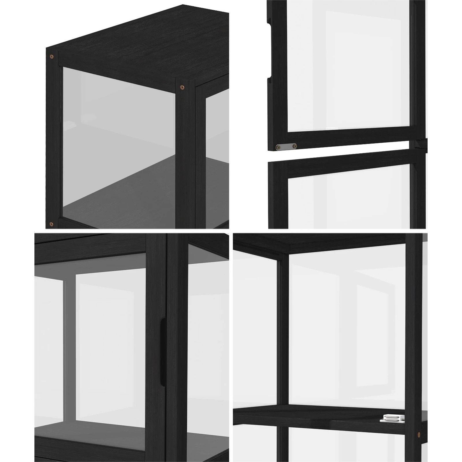 4 Oikiture Display Cabinet 5-tier Slim Storage Shelves Clear Bookcase Rack
 - Black, 4 of 9